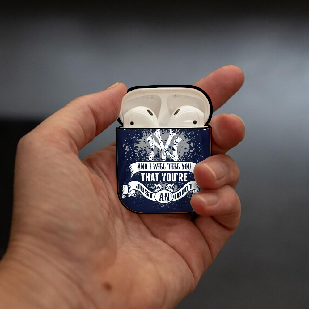New York Yankees 174 AirPods 2 Case Hard Shell Black, Flexible PC Material, Precise Cutouts, Full Protection, Anti-Fingerprint, Washable, Includes Keychain – Durable & Slim Design