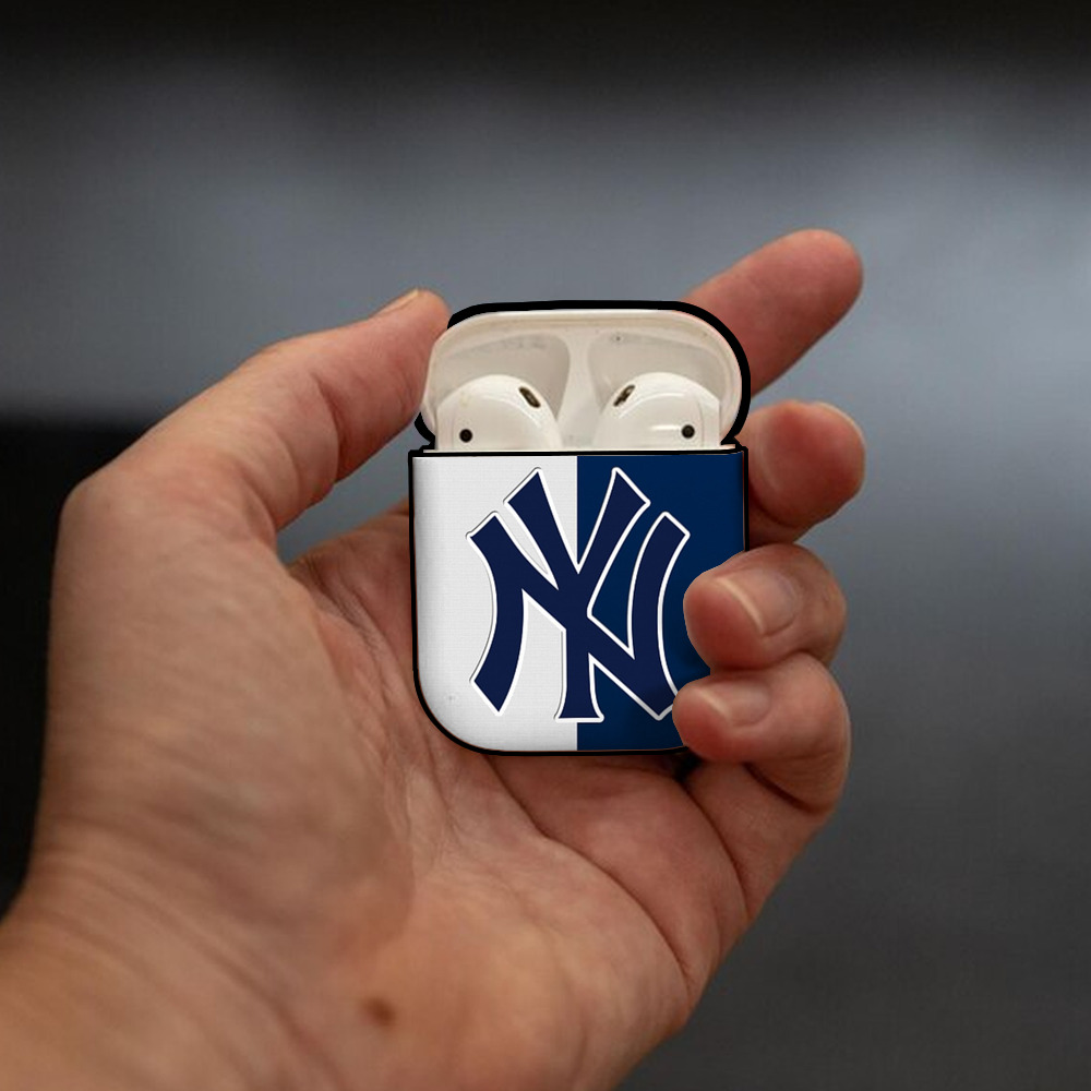 New York Yankees 332 AirPods 2 Case Hard Shell Black, Flexible PC Material, Precise Cutouts, Full Protection, Anti-Fingerprint, Washable, Includes Keychain – Durable & Slim Design