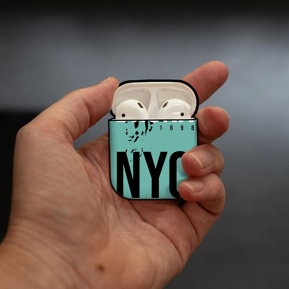 New York Yankees 186 AirPods 2 Case Hard Shell Black, Flexible PC Material, Precise Cutouts, Full Protection, Anti-Fingerprint, Washable, Includes Keychain – Durable & Slim Design