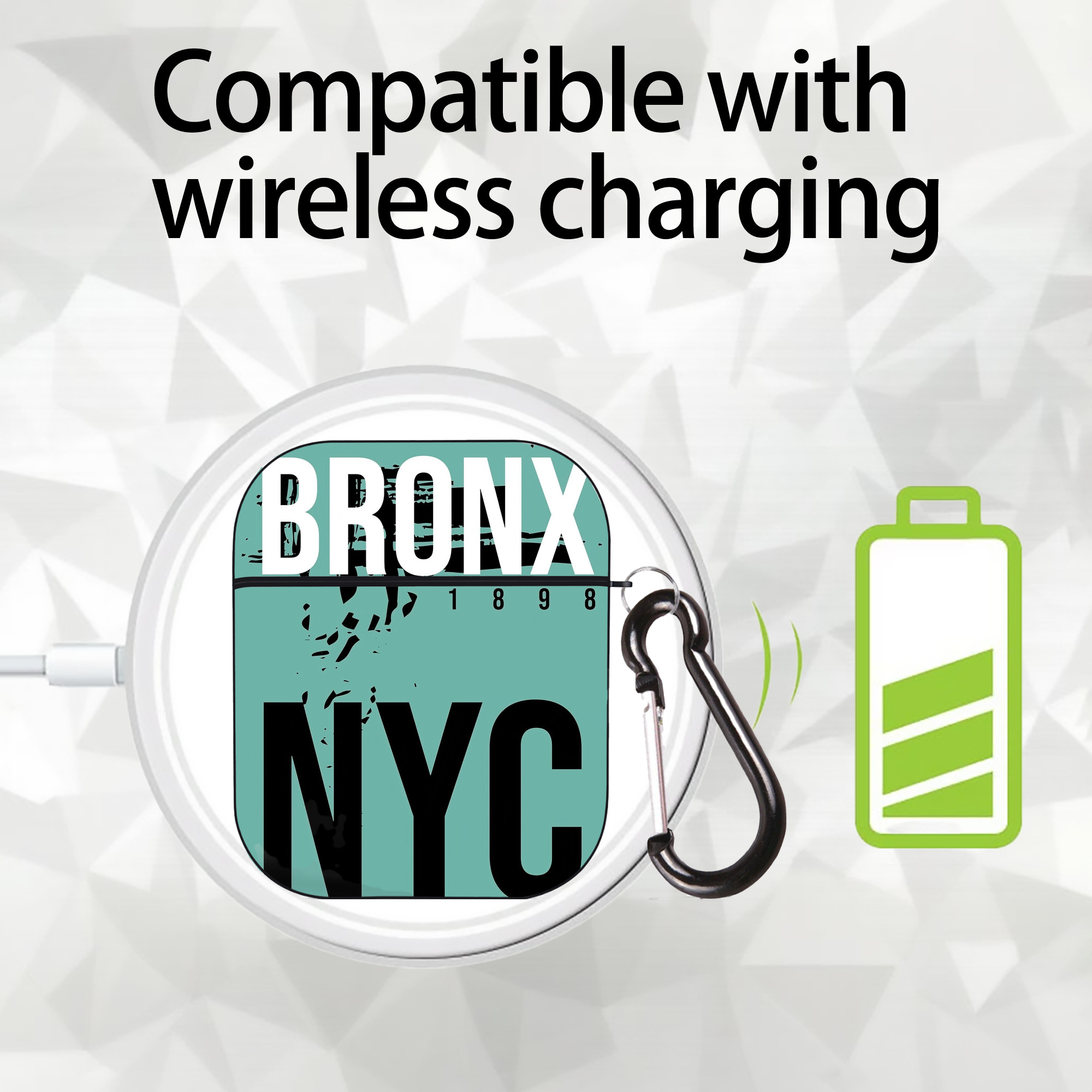 New York Yankees 186 AirPods 2 Case Hard Shell Black, Flexible PC Material, Precise Cutouts, Full Protection, Anti-Fingerprint, Washable, Includes Keychain – Durable & Slim Design