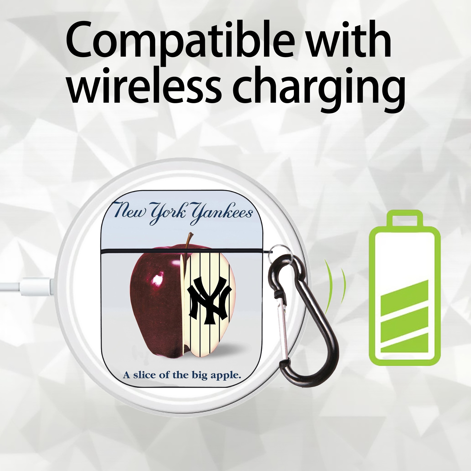 New York Yankees 202 AirPods 2 Case Hard Shell Black, Flexible PC Material, Precise Cutouts, Full Protection, Anti-Fingerprint, Washable, Includes Keychain – Durable & Slim Design