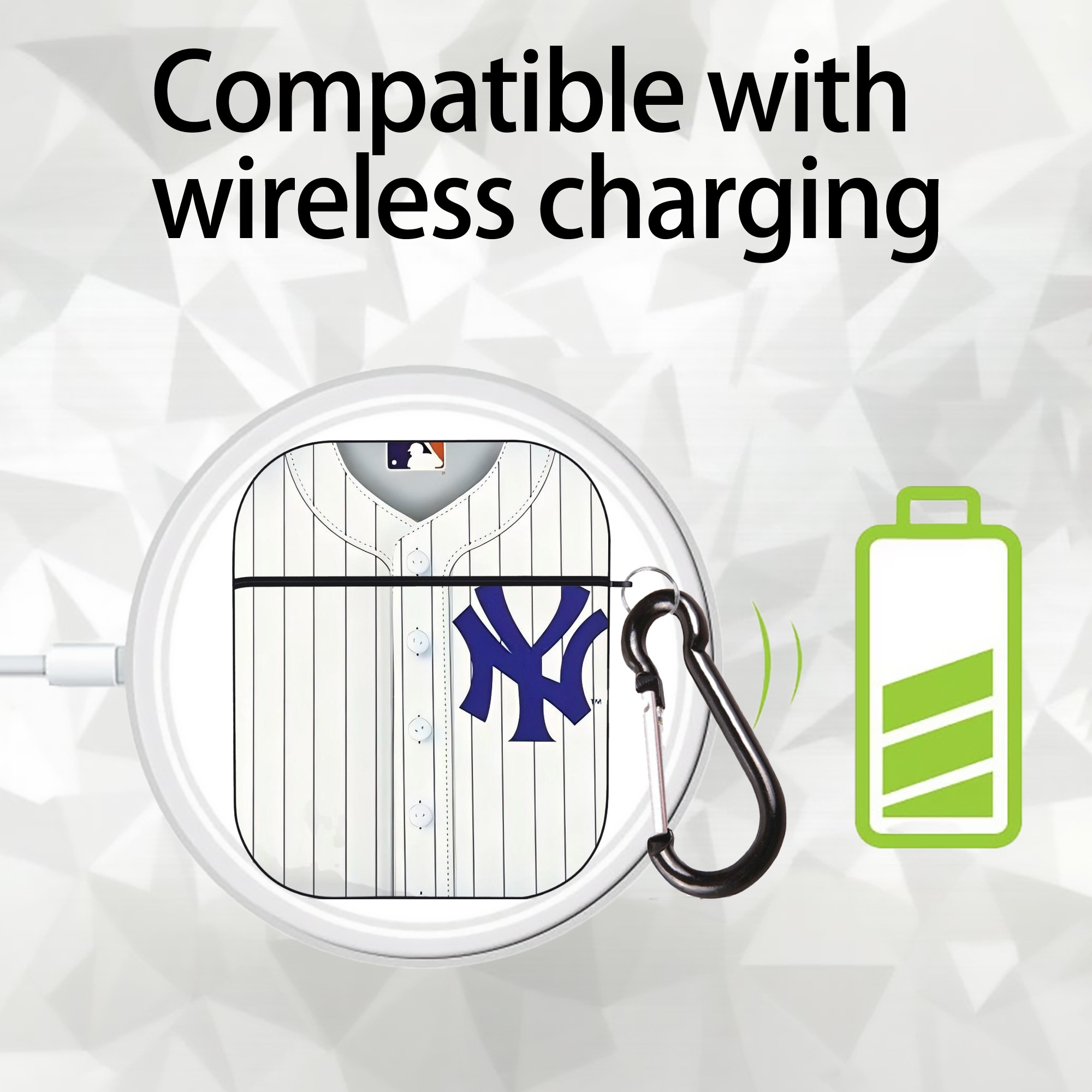 New York Yankees 213 AirPods 2 Case Hard Shell Black, Flexible PC Material, Precise Cutouts, Full Protection, Anti-Fingerprint, Washable, Includes Keychain – Durable & Slim Design