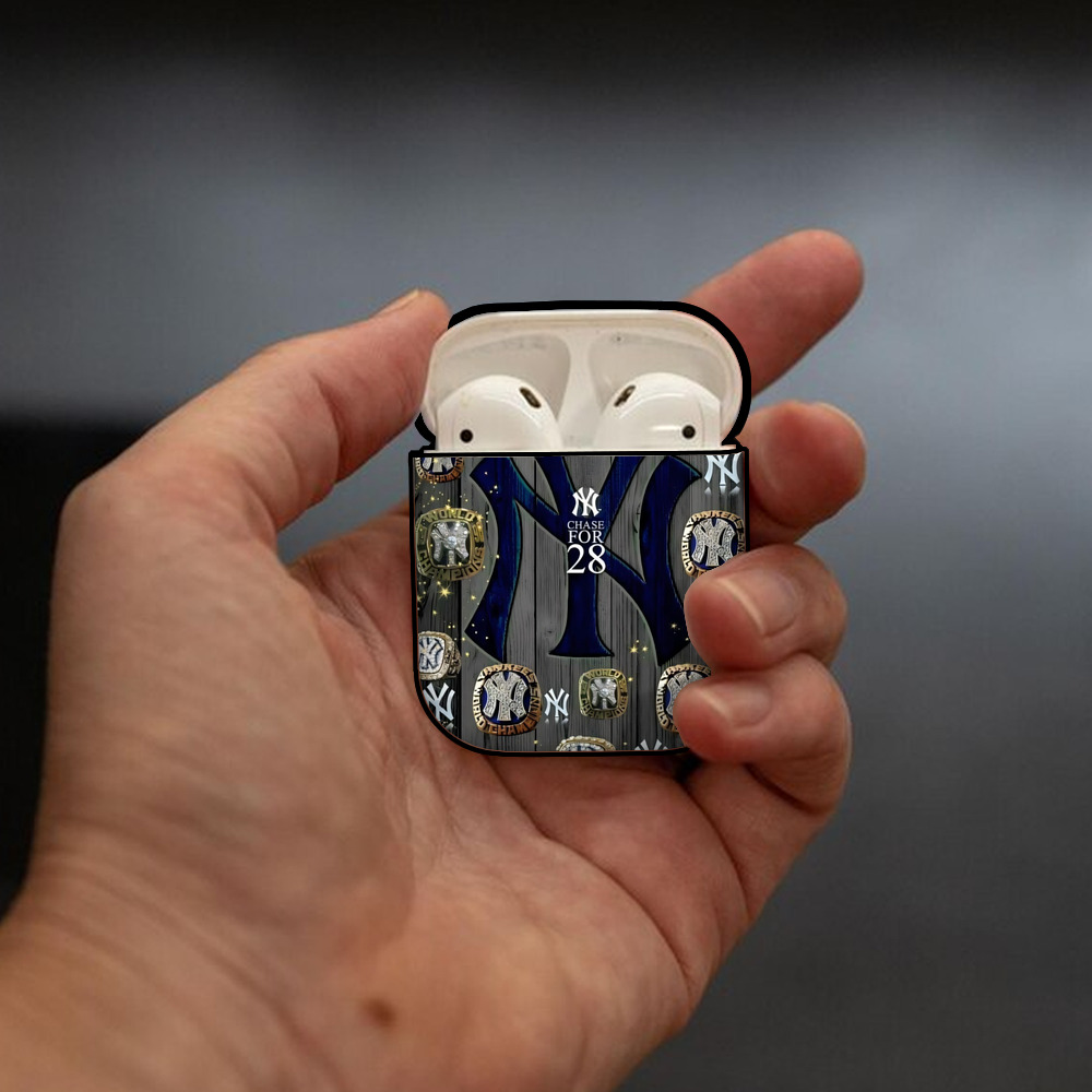 New York Yankees 209 AirPods 2 Case Hard Shell Black, Flexible PC Material, Precise Cutouts, Full Protection, Anti-Fingerprint, Washable, Includes Keychain – Durable & Slim Design