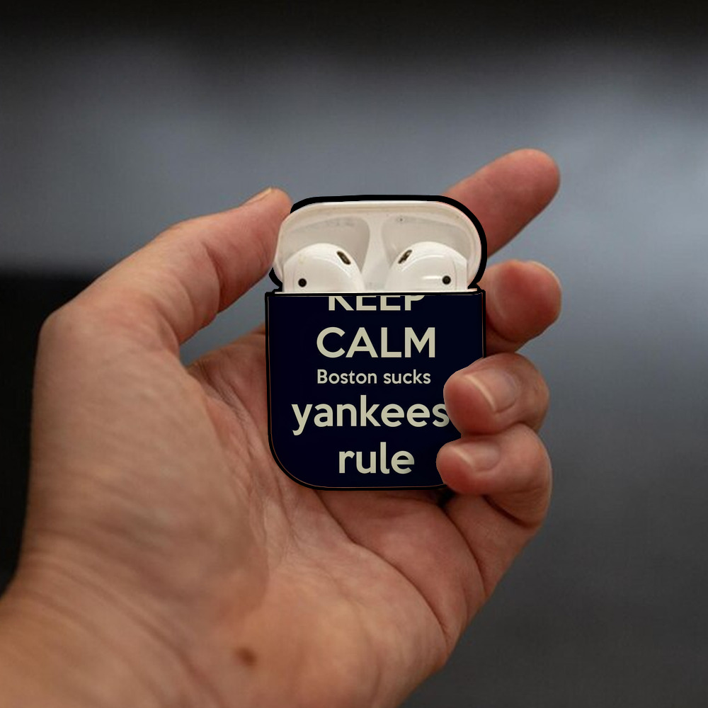 New York Yankees 226 AirPods 2 Case Hard Shell Black, Flexible PC Material, Precise Cutouts, Full Protection, Anti-Fingerprint, Washable, Includes Keychain – Durable & Slim Design