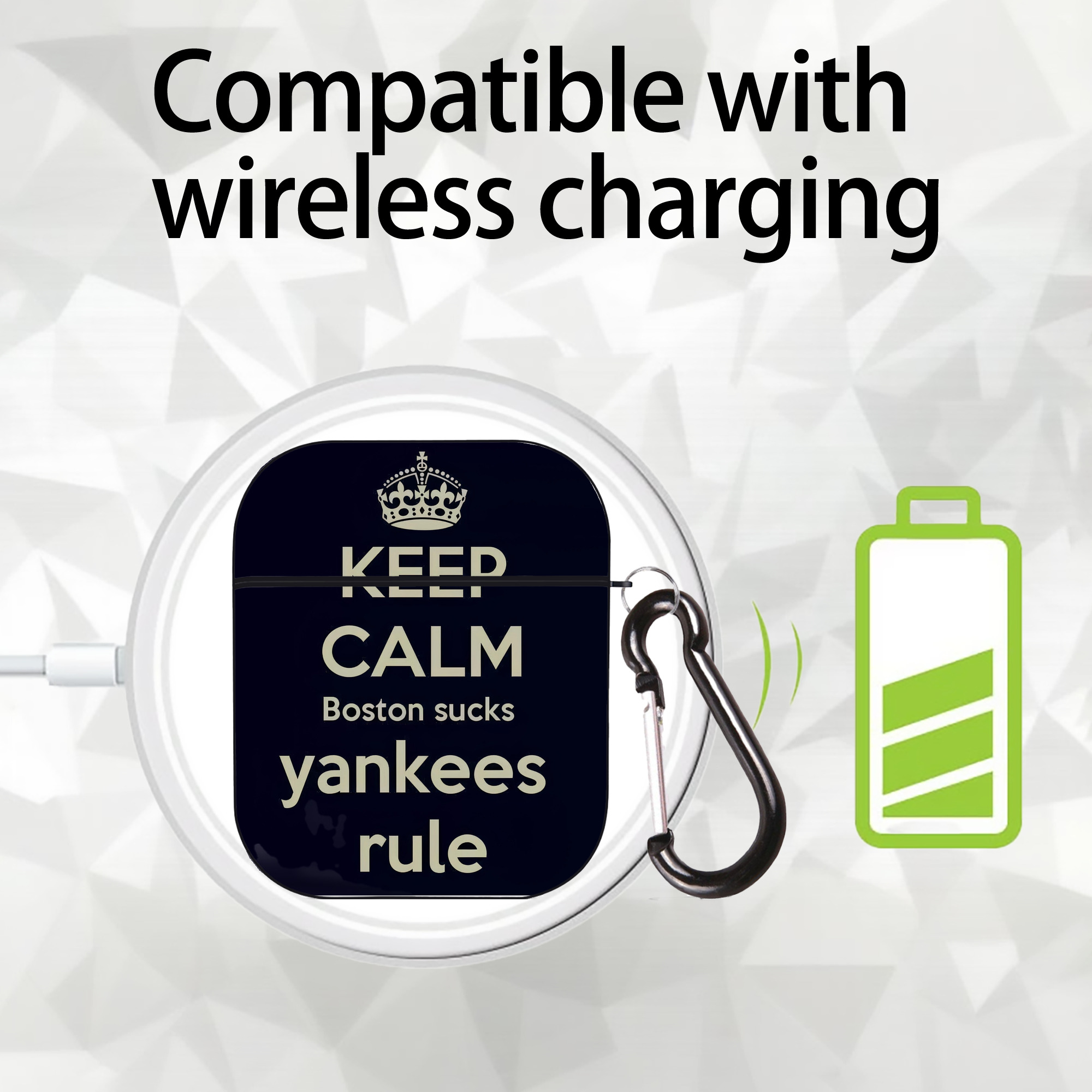 New York Yankees 226 AirPods 2 Case Hard Shell Black, Flexible PC Material, Precise Cutouts, Full Protection, Anti-Fingerprint, Washable, Includes Keychain – Durable & Slim Design