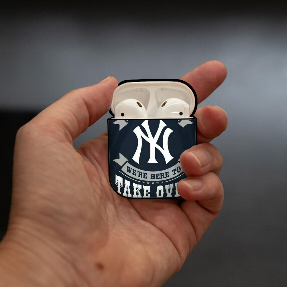 New York Yankees 302 AirPods 2 Case Hard Shell Black, Flexible PC Material, Precise Cutouts, Full Protection, Anti-Fingerprint, Washable, Includes Keychain – Durable & Slim Design