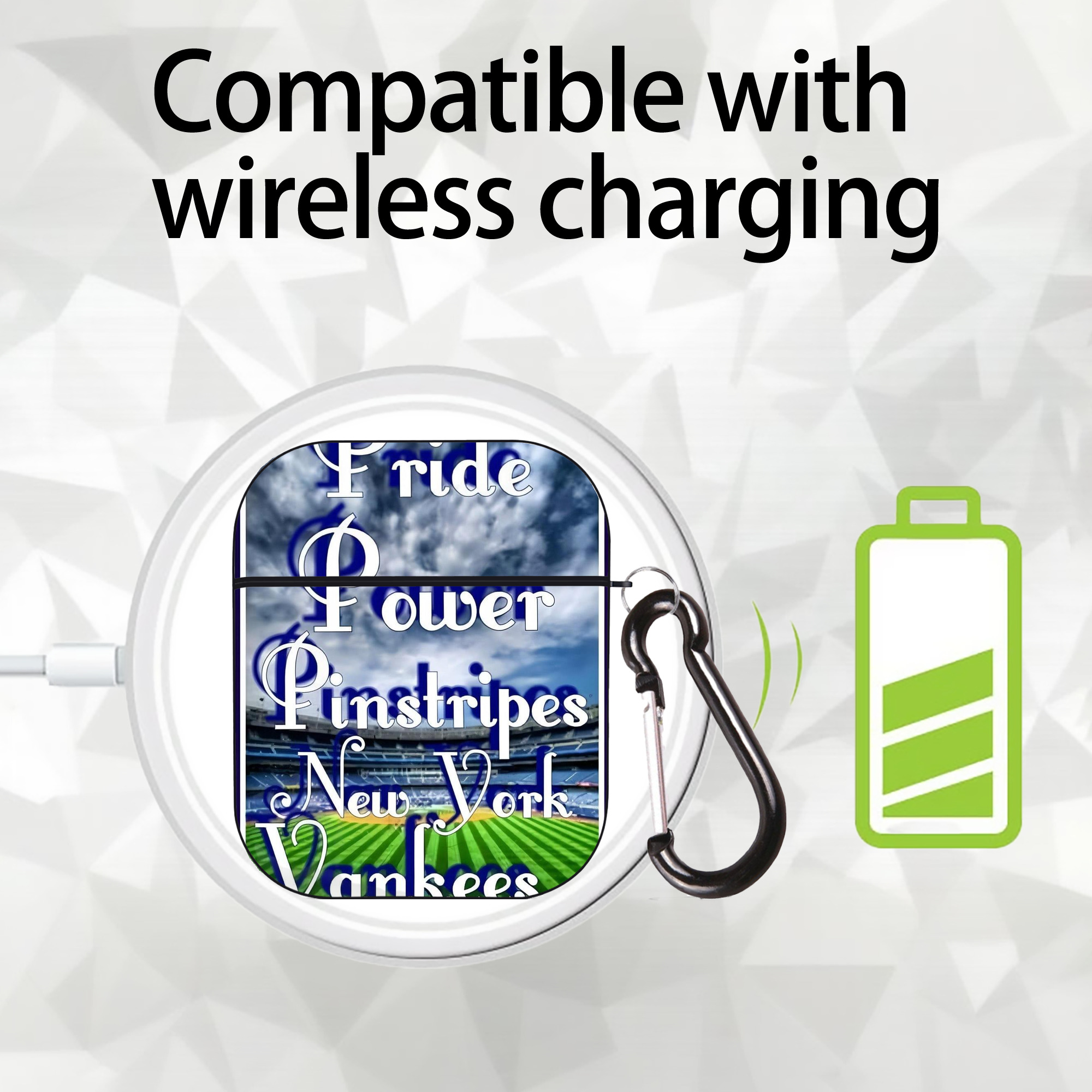 New York Yankees 309 AirPods 2 Case Hard Shell Black, Flexible PC Material, Precise Cutouts, Full Protection, Anti-Fingerprint, Washable, Includes Keychain – Durable & Slim Design