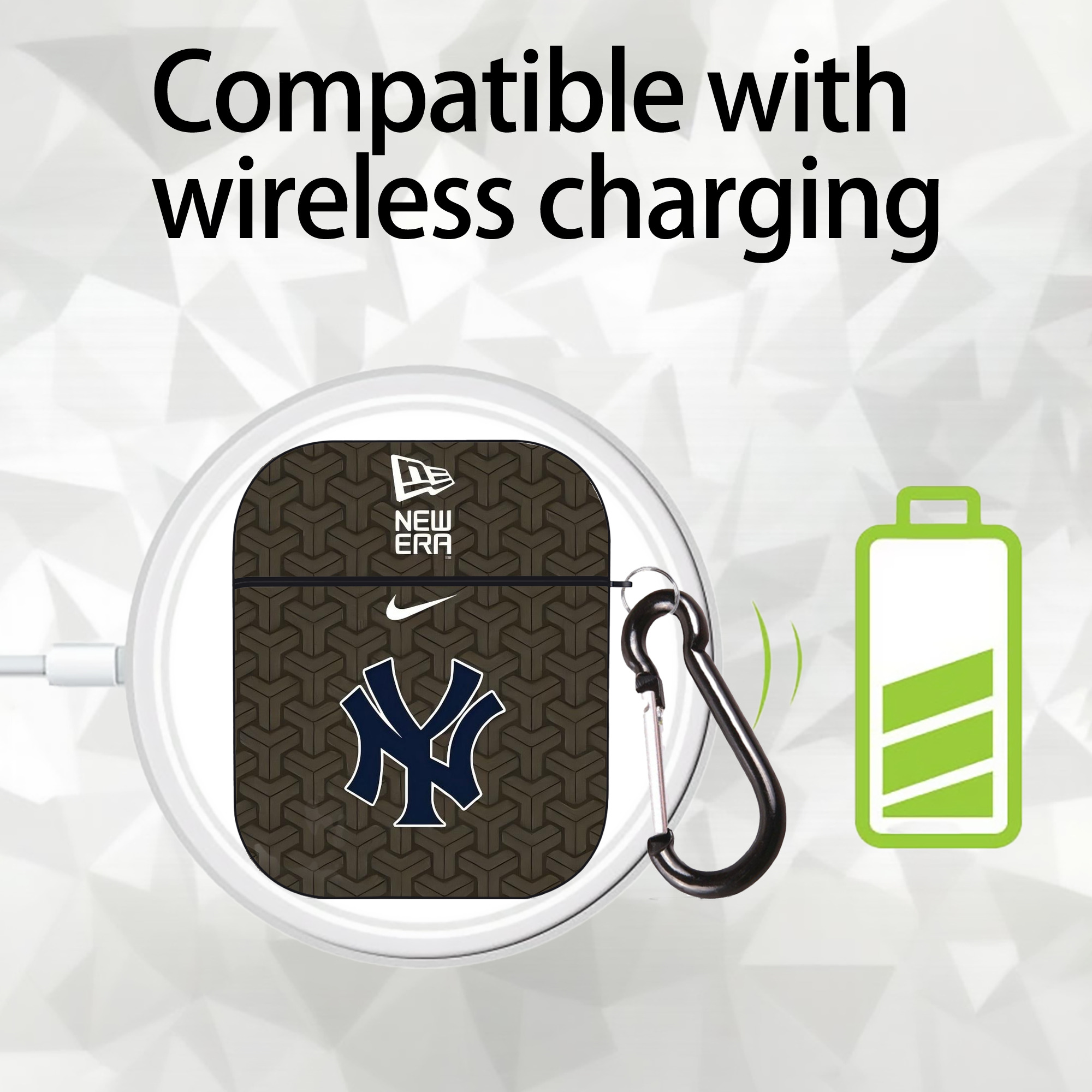 New York Yankees 318 AirPods 2 Case Hard Shell Black, Flexible PC Material, Precise Cutouts, Full Protection, Anti-Fingerprint, Washable, Includes Keychain – Durable & Slim Design