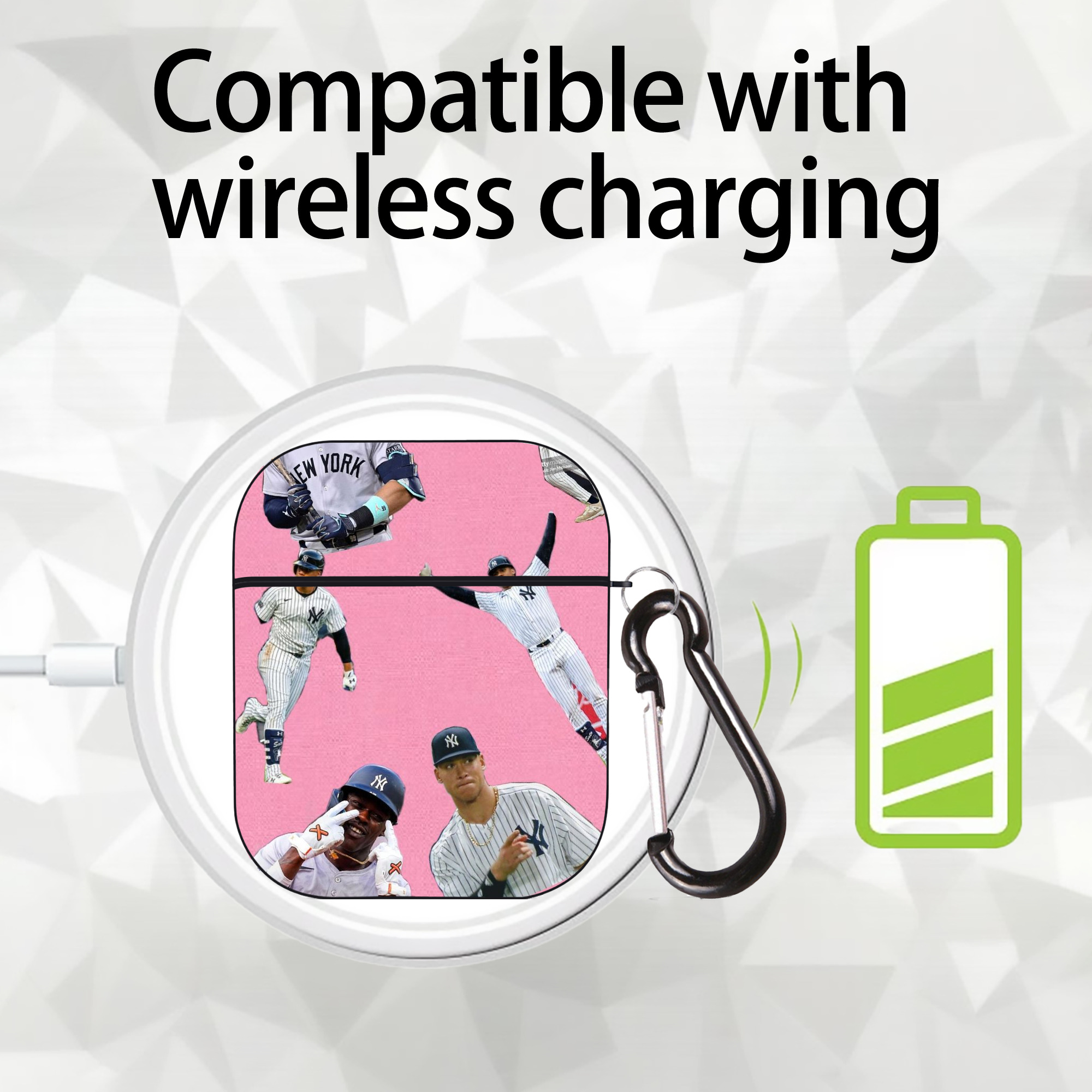 New York Yankees 323 AirPods 2 Case Hard Shell Black, Flexible PC Material, Precise Cutouts, Full Protection, Anti-Fingerprint, Washable, Includes Keychain – Durable & Slim Design