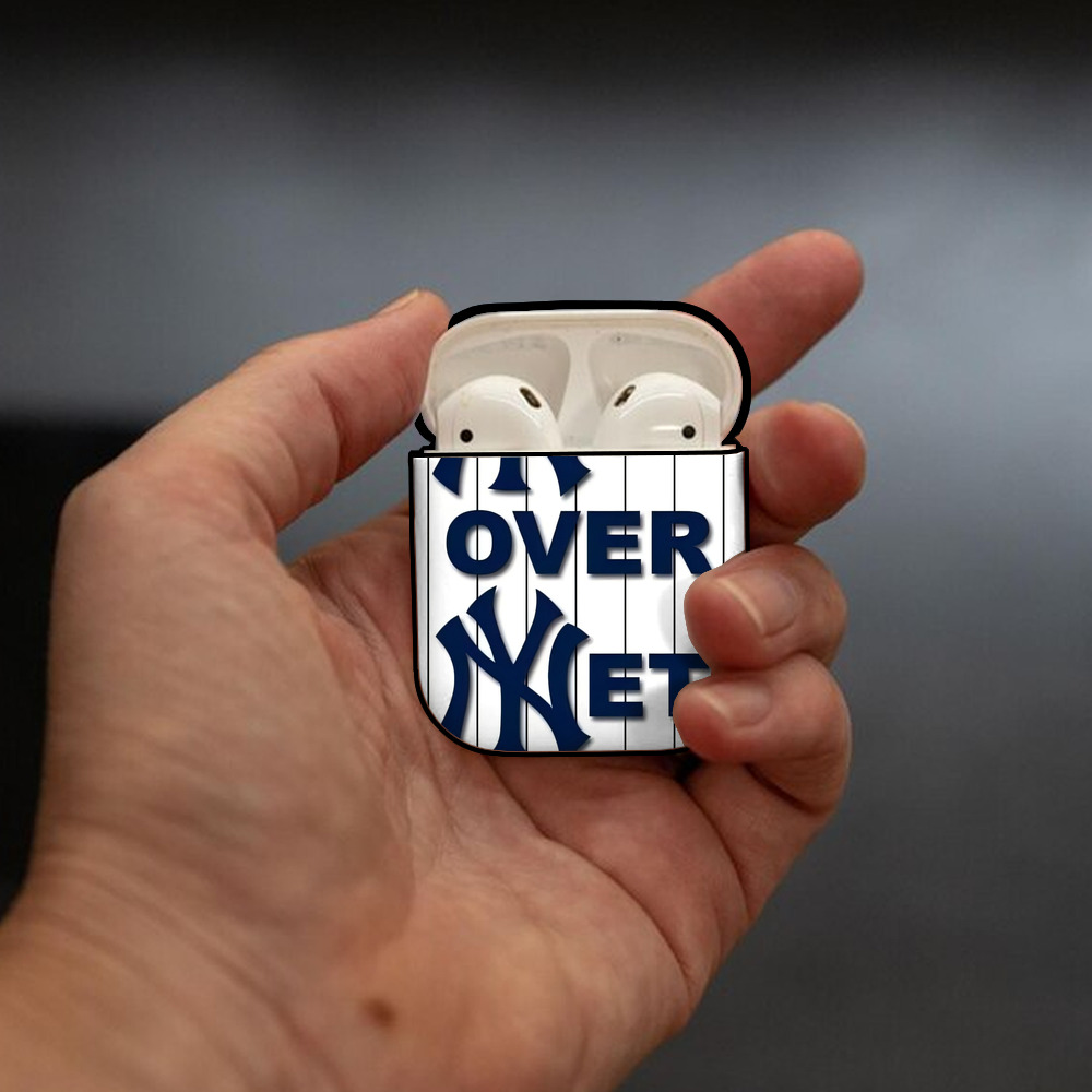 New York Yankees Not over Net AirPods 2 Case Hard Shell Black, Flexible PC Material, Precise Cutouts, Full Protection, Anti-Fingerprint, Washable, Includes Keychain – Durable & Slim Design