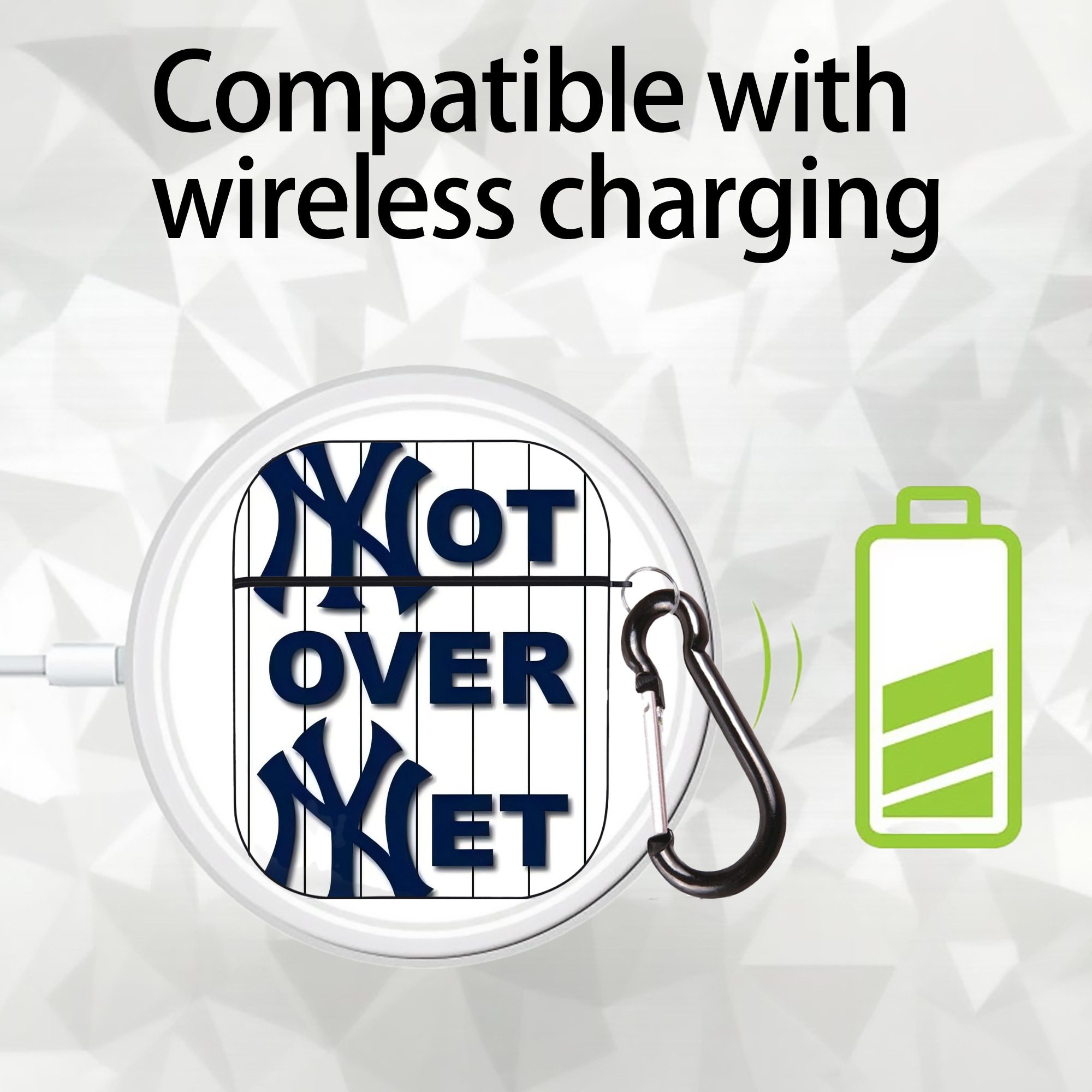 New York Yankees Not over Net AirPods 2 Case Hard Shell Black, Flexible PC Material, Precise Cutouts, Full Protection, Anti-Fingerprint, Washable, Includes Keychain – Durable & Slim Design