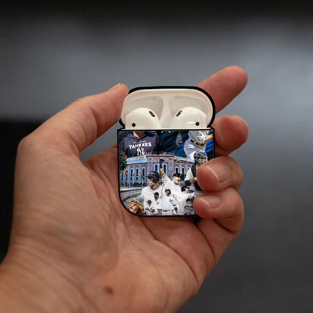 New York Yankees 336 AirPods 2 Case Hard Shell Black, Flexible PC Material, Precise Cutouts, Full Protection, Anti-Fingerprint, Washable, Includes Keychain – Durable & Slim Design