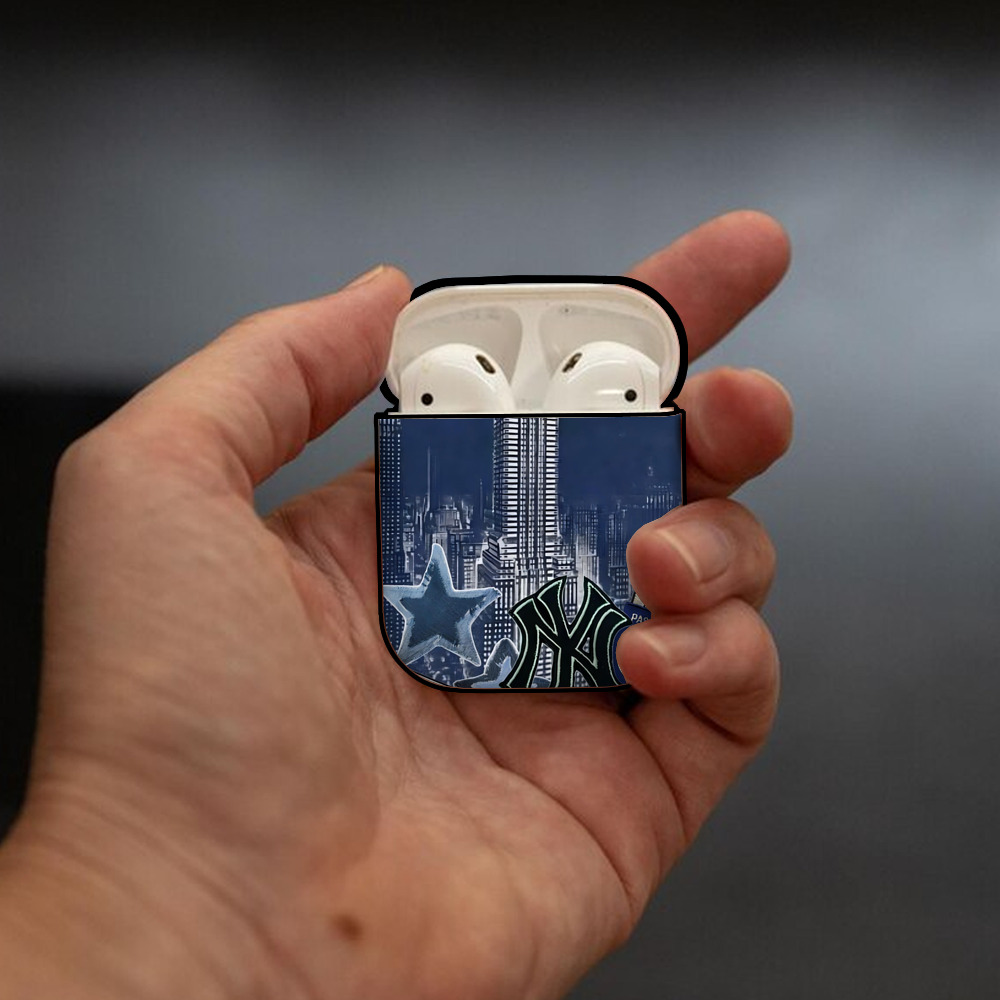 New York Yankees 331 AirPods 2 Case Hard Shell Black, Flexible PC Material, Precise Cutouts, Full Protection, Anti-Fingerprint, Washable, Includes Keychain – Durable & Slim Design