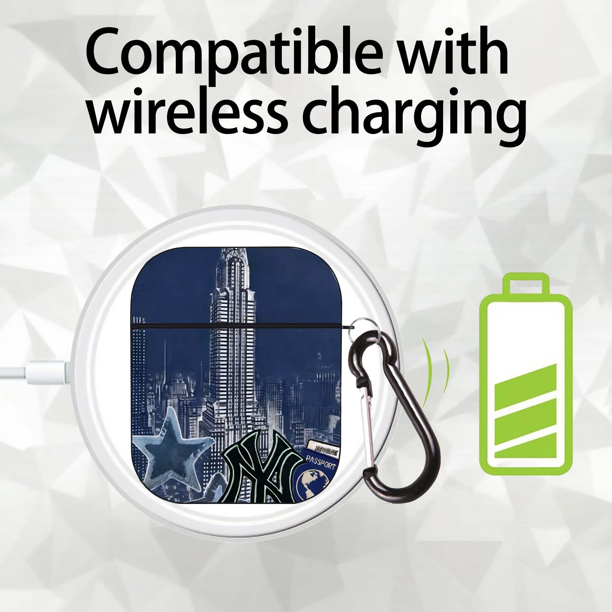 New York Yankees 331 AirPods 2 Case Hard Shell Black, Flexible PC Material, Precise Cutouts, Full Protection, Anti-Fingerprint, Washable, Includes Keychain – Durable & Slim Design