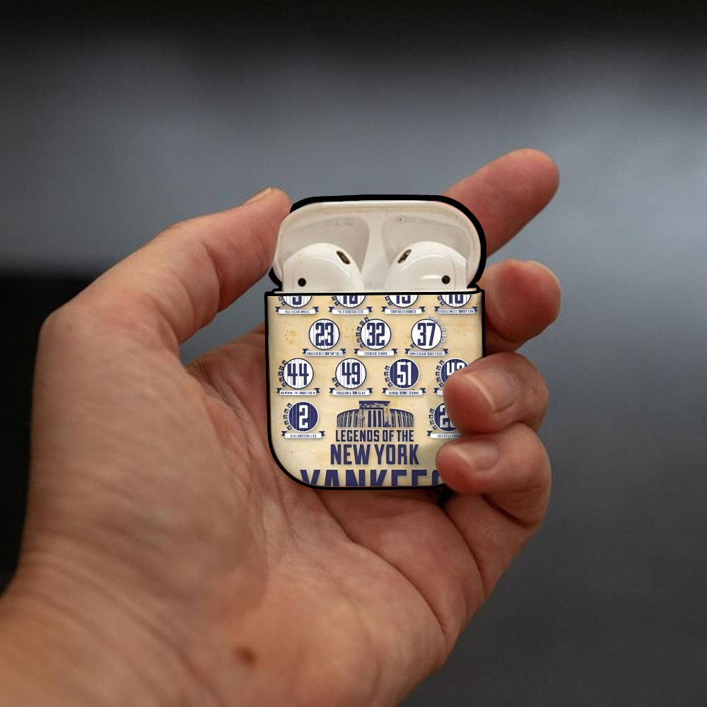 New York Yankees 339 AirPods 2 Case Hard Shell Black, Flexible PC Material, Precise Cutouts, Full Protection, Anti-Fingerprint, Washable, Includes Keychain – Durable & Slim Design