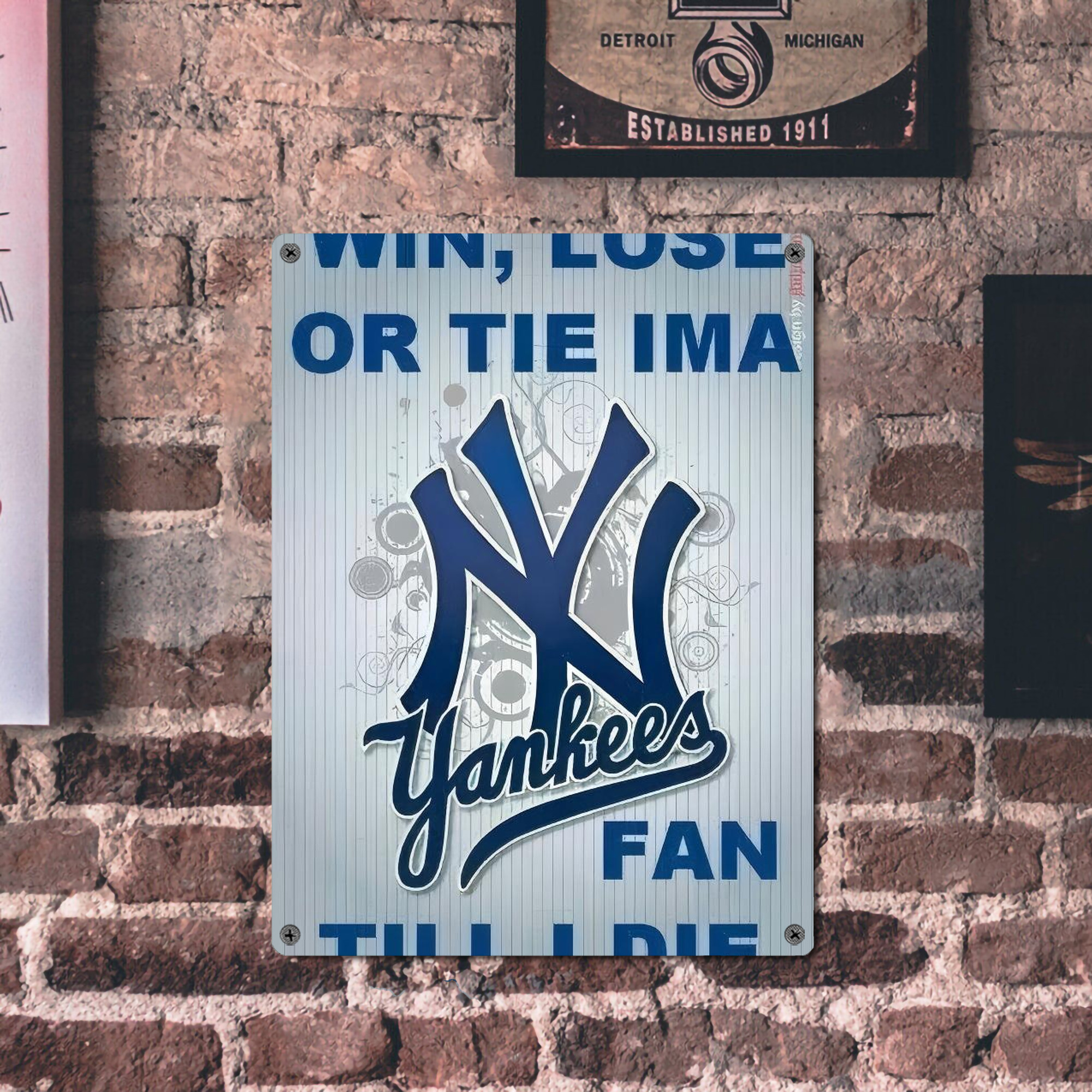 New York Yankees 100 Vintage Metal Tin Sign 12x16inch – Retro Wall Art Decor For Home, Bar, Kitchen, Bedroom, Office – Durable Iron Sheet Poster, Easy To Hang, Full-Color Printing