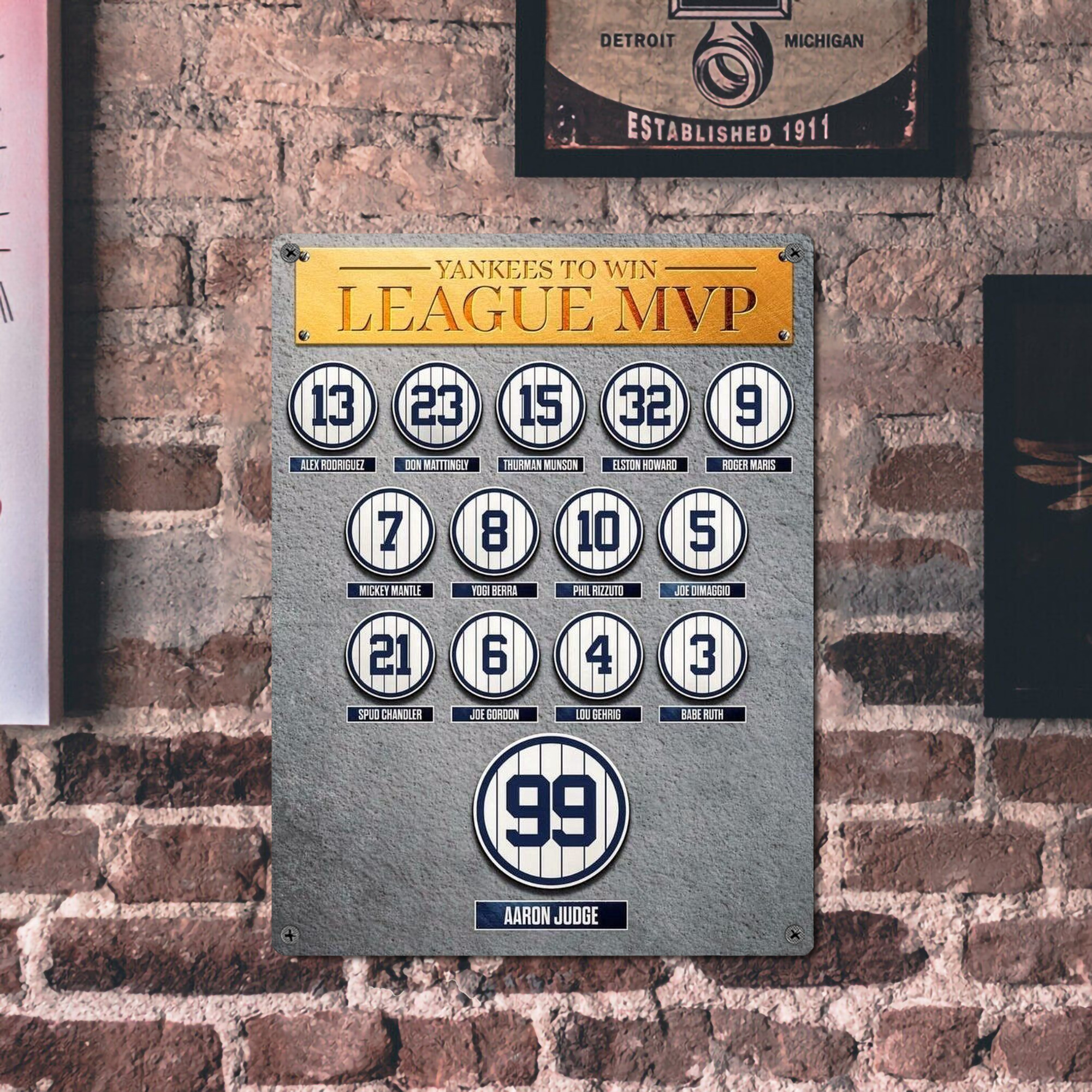 New York Yankees 107 Vintage Metal Tin Sign 12x16inch – Retro Wall Art Decor For Home, Bar, Kitchen, Bedroom, Office – Durable Iron Sheet Poster, Easy To Hang, Full-Color Printing