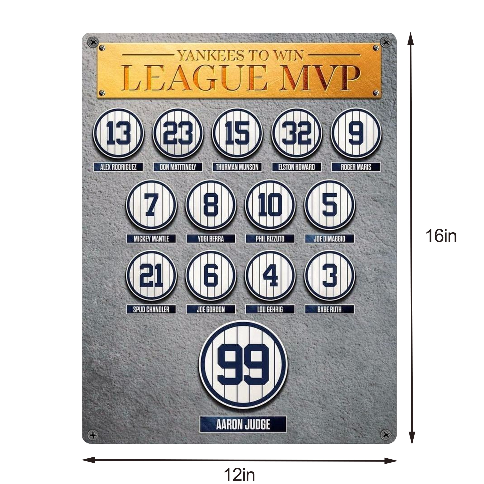 New York Yankees 107 Vintage Metal Tin Sign 12x16inch – Retro Wall Art Decor For Home, Bar, Kitchen, Bedroom, Office – Durable Iron Sheet Poster, Easy To Hang, Full-Color Printing