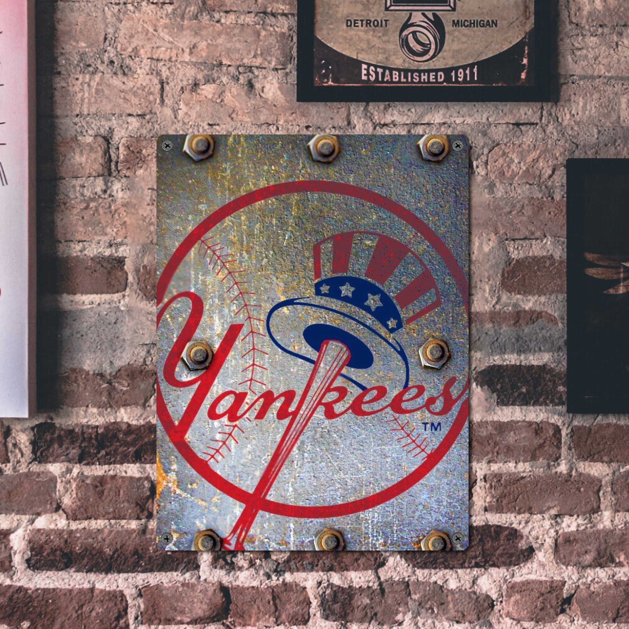 New York Yankees 112 Vintage Metal Tin Sign 12x16inch – Retro Wall Art Decor For Home, Bar, Kitchen, Bedroom, Office – Durable Iron Sheet Poster, Easy To Hang, Full-Color Printing
