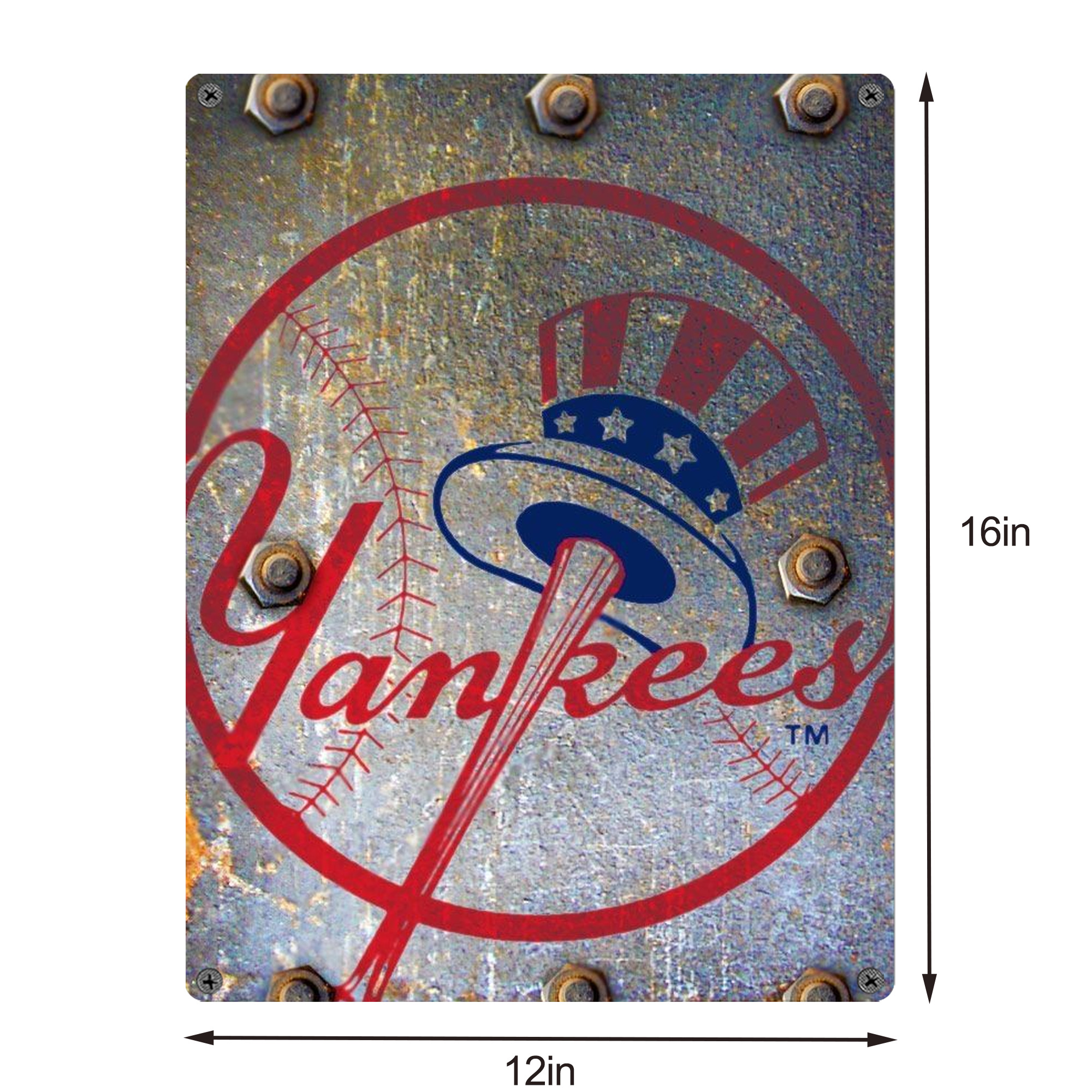 New York Yankees 112 Vintage Metal Tin Sign 12x16inch – Retro Wall Art Decor For Home, Bar, Kitchen, Bedroom, Office – Durable Iron Sheet Poster, Easy To Hang, Full-Color Printing