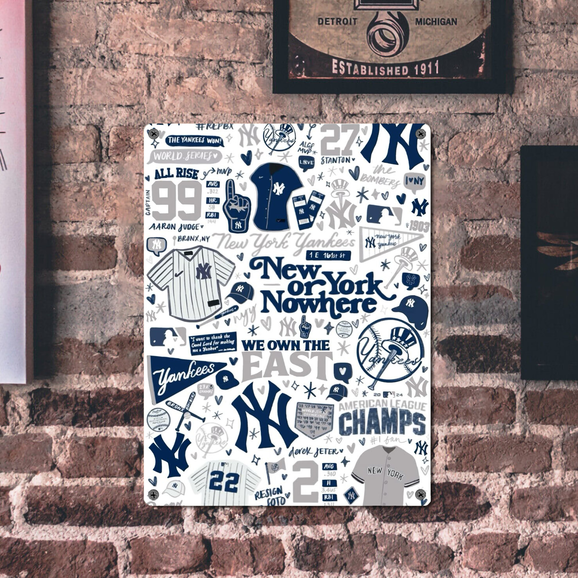 New York Yankees 113 Vintage Metal Tin Sign 12x16inch – Retro Wall Art Decor For Home, Bar, Kitchen, Bedroom, Office – Durable Iron Sheet Poster, Easy To Hang, Full-Color Printing