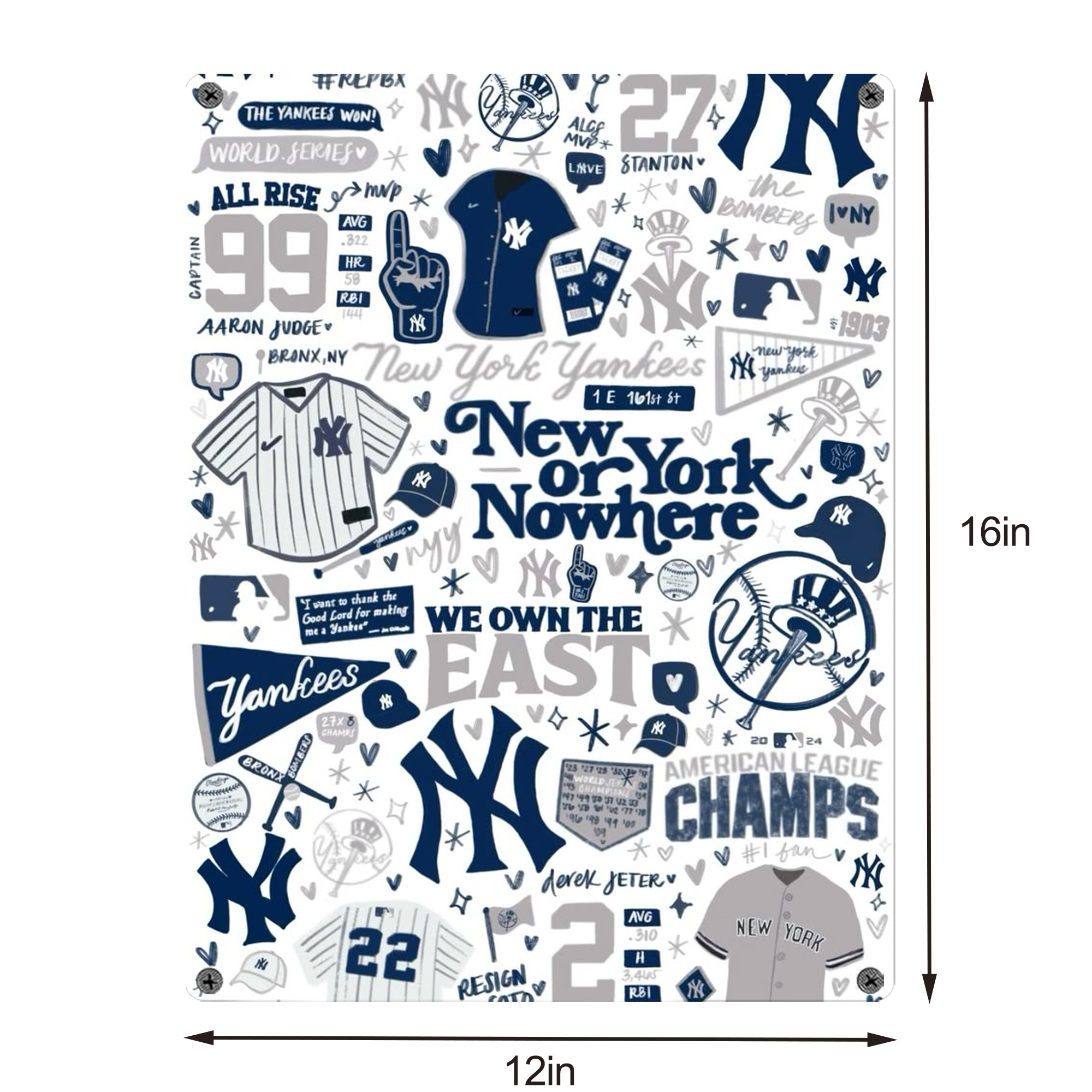 New York Yankees 113 Vintage Metal Tin Sign 12x16inch – Retro Wall Art Decor For Home, Bar, Kitchen, Bedroom, Office – Durable Iron Sheet Poster, Easy To Hang, Full-Color Printing