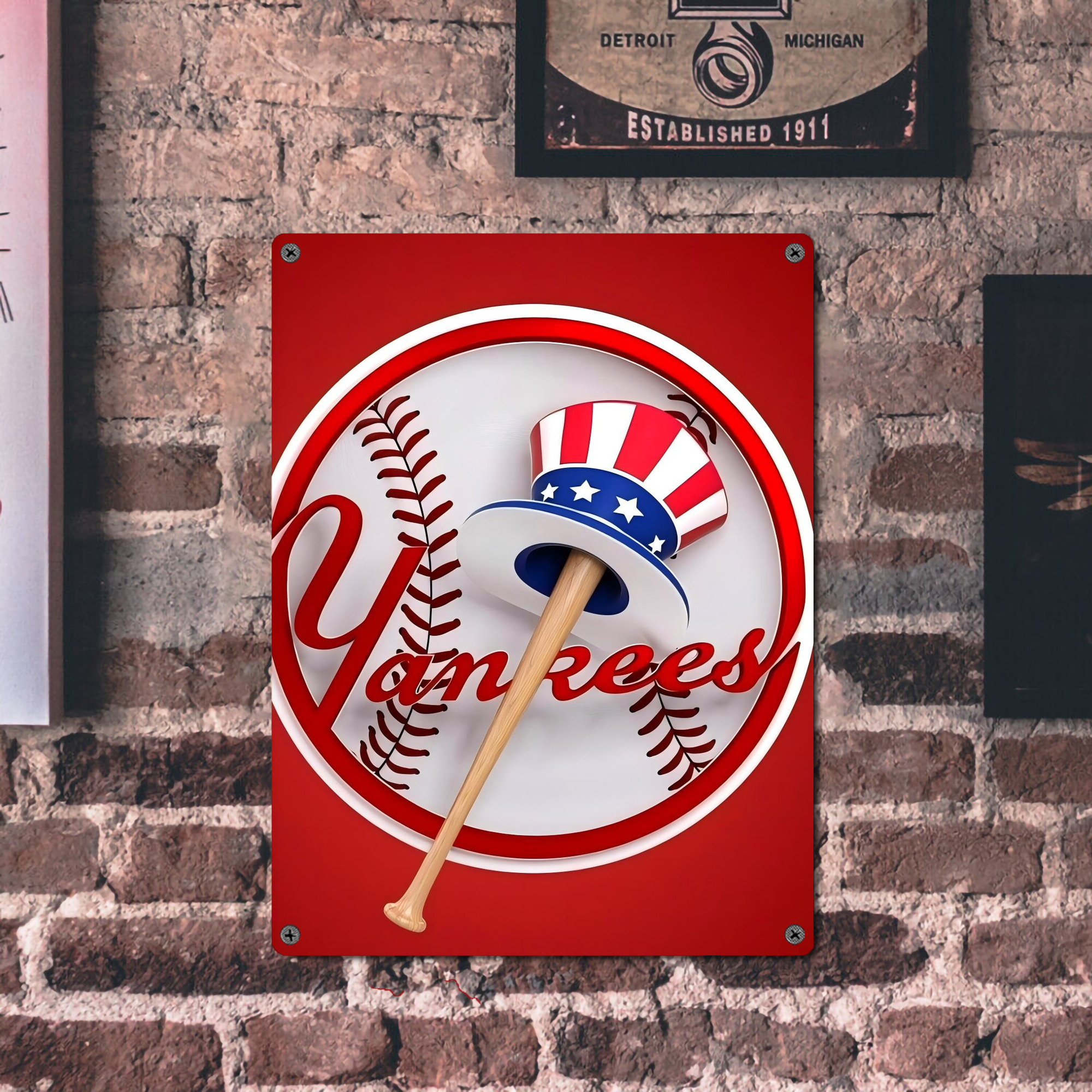 New York Yankees 120 Vintage Metal Tin Sign 12x16inch – Retro Wall Art Decor For Home, Bar, Kitchen, Bedroom, Office – Durable Iron Sheet Poster, Easy To Hang, Full-Color Printing