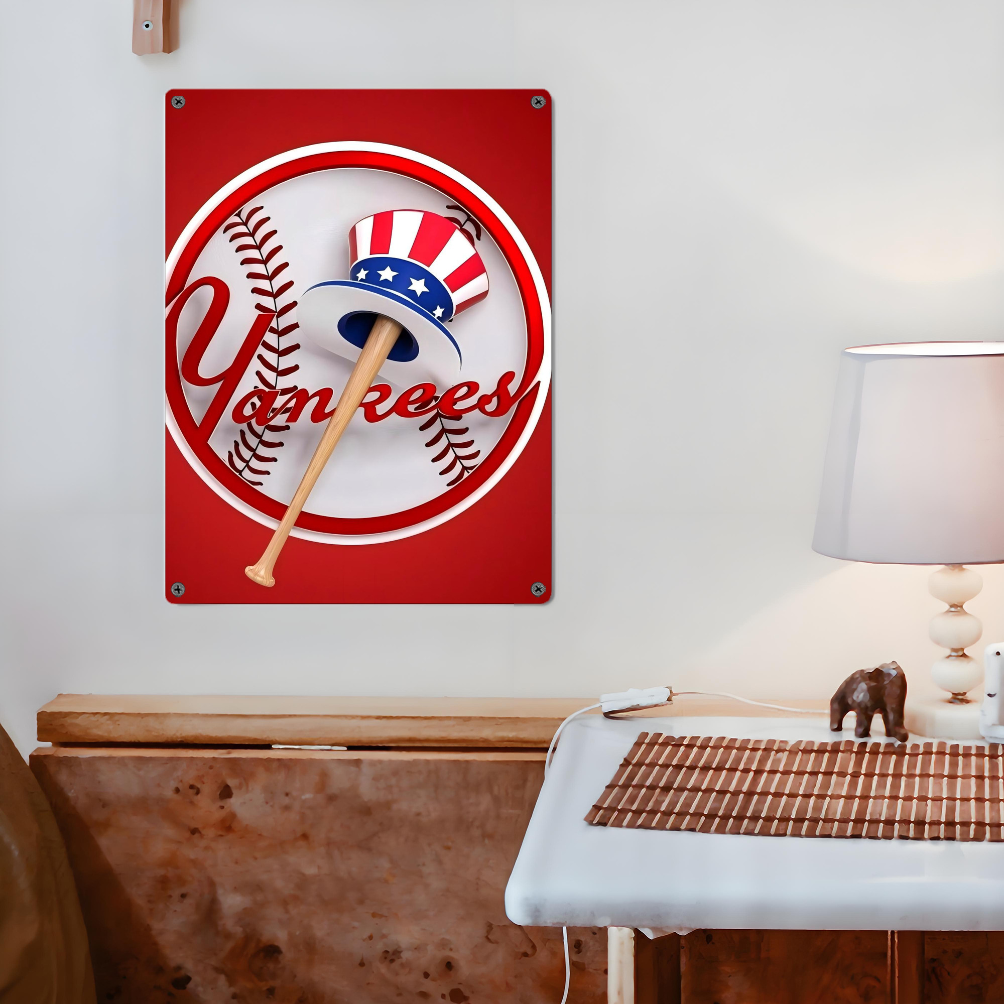 New York Yankees 120 Vintage Metal Tin Sign 12x16inch – Retro Wall Art Decor For Home, Bar, Kitchen, Bedroom, Office – Durable Iron Sheet Poster, Easy To Hang, Full-Color Printing