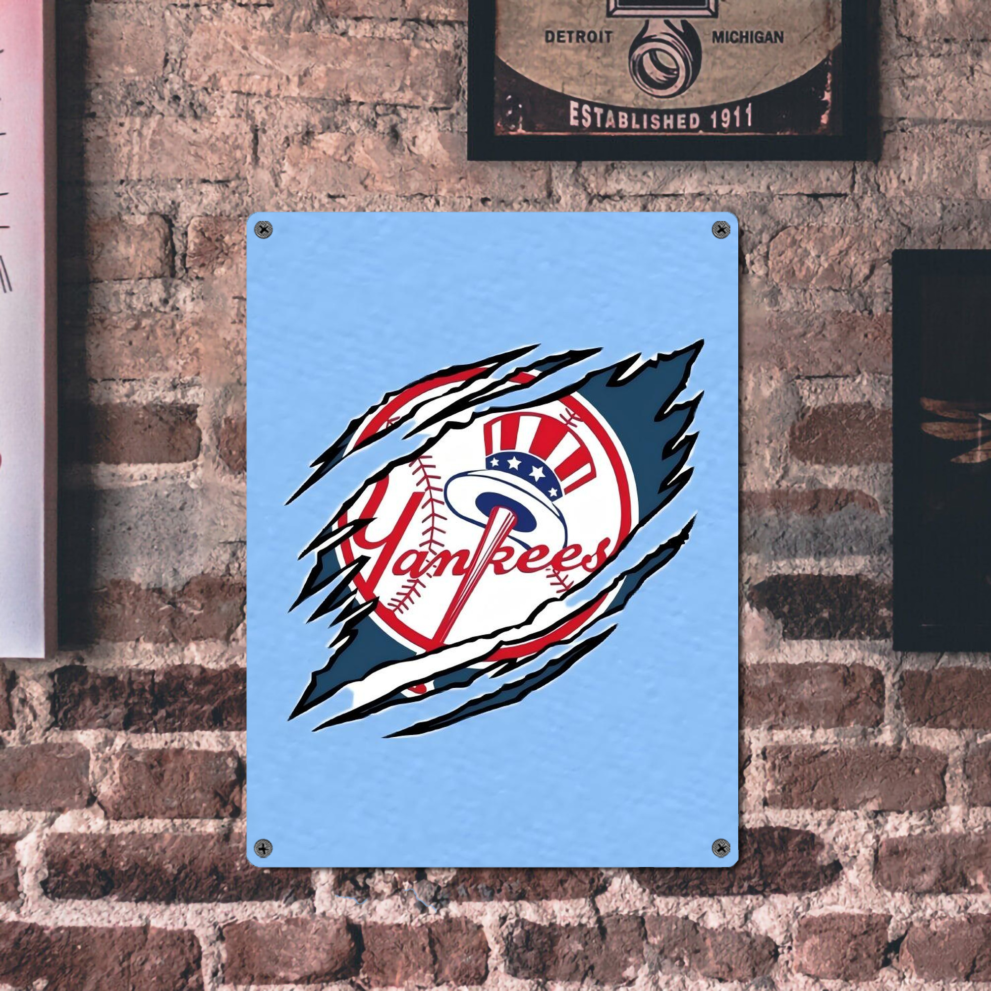 New York Yankees 128 Vintage Metal Tin Sign 12x16inch – Retro Wall Art Decor For Home, Bar, Kitchen, Bedroom, Office – Durable Iron Sheet Poster, Easy To Hang, Full-Color Printing