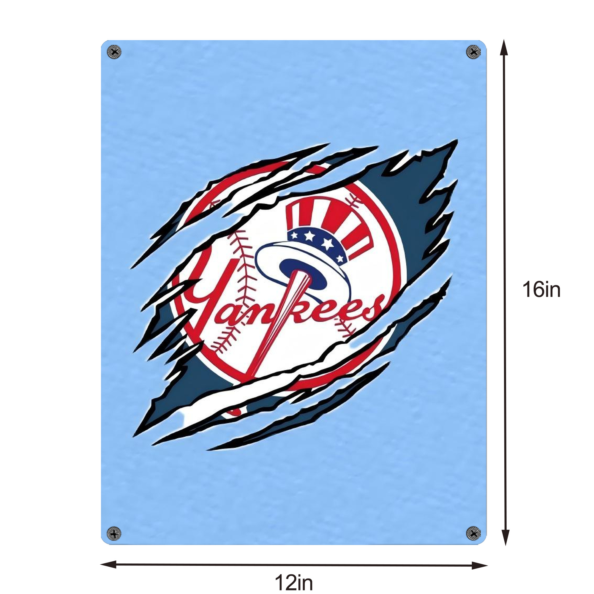 New York Yankees 128 Vintage Metal Tin Sign 12x16inch – Retro Wall Art Decor For Home, Bar, Kitchen, Bedroom, Office – Durable Iron Sheet Poster, Easy To Hang, Full-Color Printing