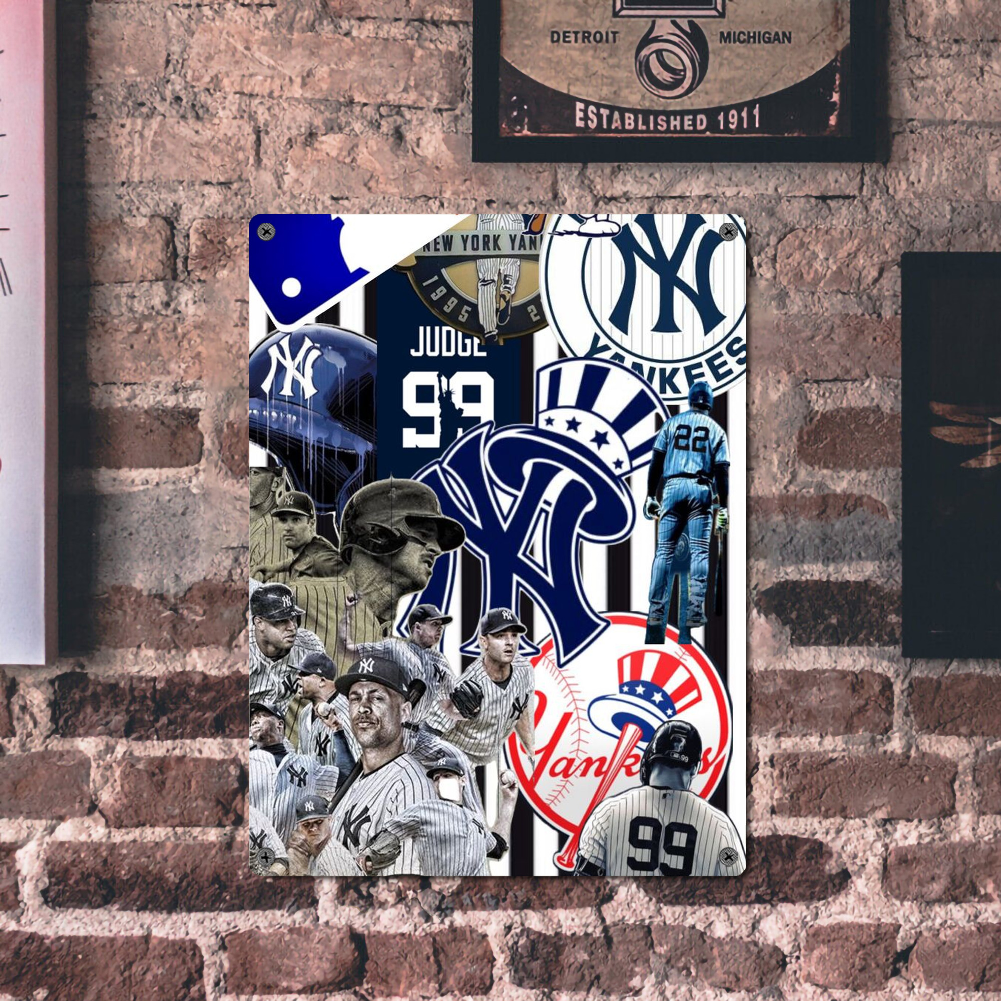 New York Yankees 138 Vintage Metal Tin Sign 12x16inch – Retro Wall Art Decor For Home, Bar, Kitchen, Bedroom, Office – Durable Iron Sheet Poster, Easy To Hang, Full-Color Printing