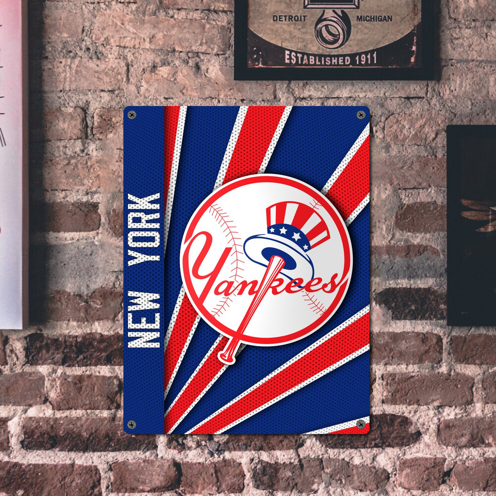 New York Yankees 182 Vintage Metal Tin Sign 12x16inch – Retro Wall Art Decor For Home, Bar, Kitchen, Bedroom, Office – Durable Iron Sheet Poster, Easy To Hang, Full-Color Printing