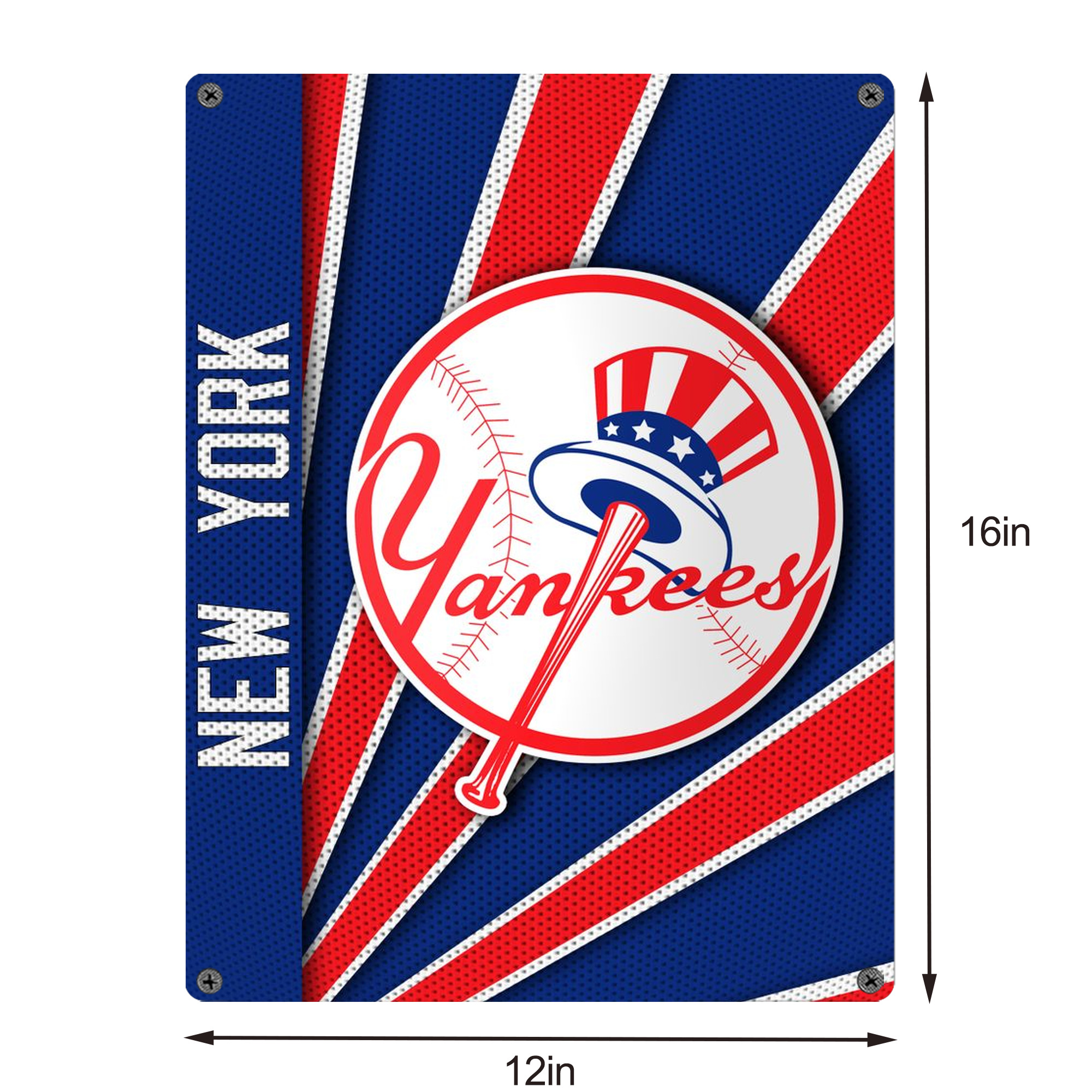 New York Yankees 182 Vintage Metal Tin Sign 12x16inch – Retro Wall Art Decor For Home, Bar, Kitchen, Bedroom, Office – Durable Iron Sheet Poster, Easy To Hang, Full-Color Printing