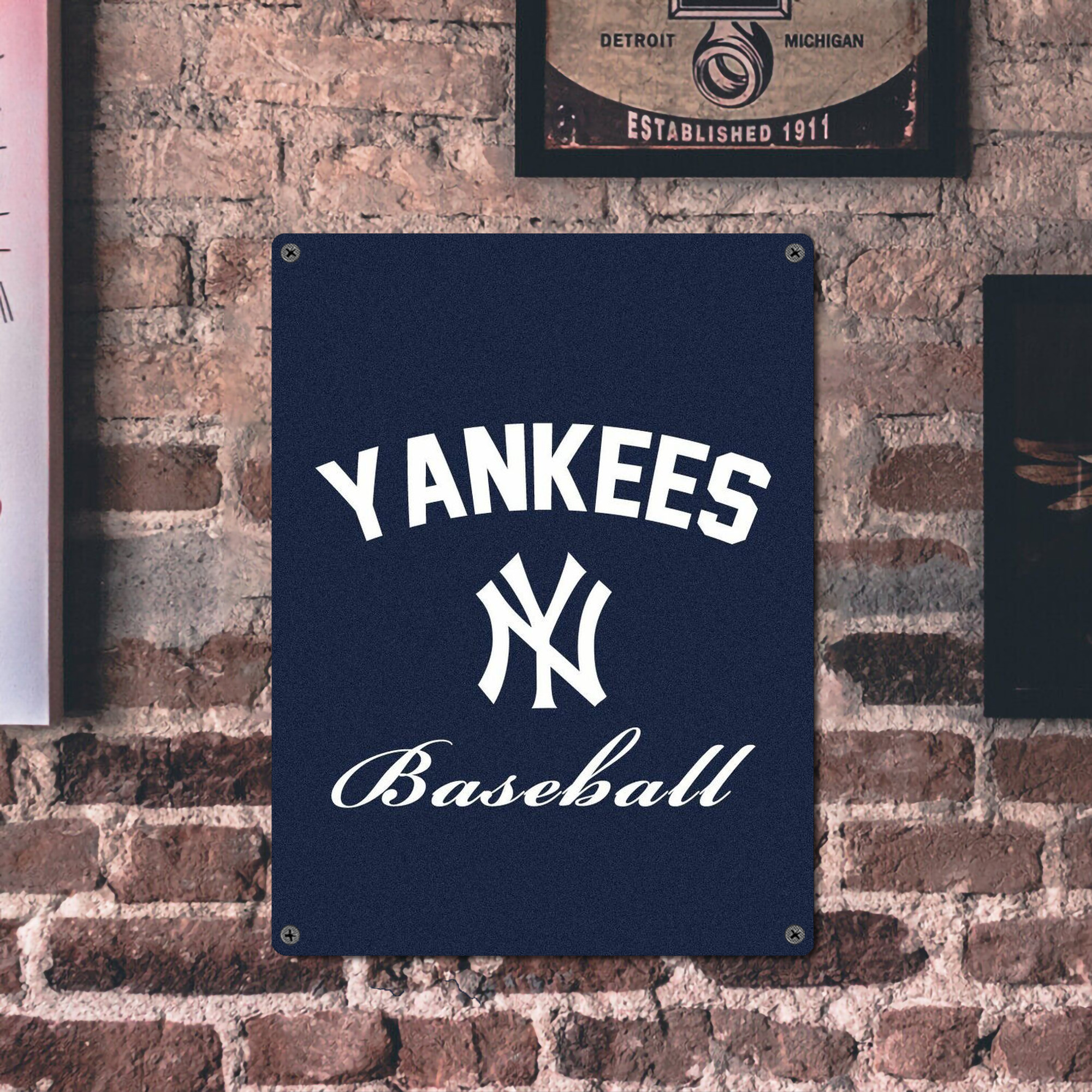 New York Yankees Baseball Vintage Metal Tin Sign 12x16inch – Retro Wall Art Decor For Home, Bar, Kitchen, Bedroom, Office – Durable Iron Sheet Poster, Easy To Hang, Full-Color Printing