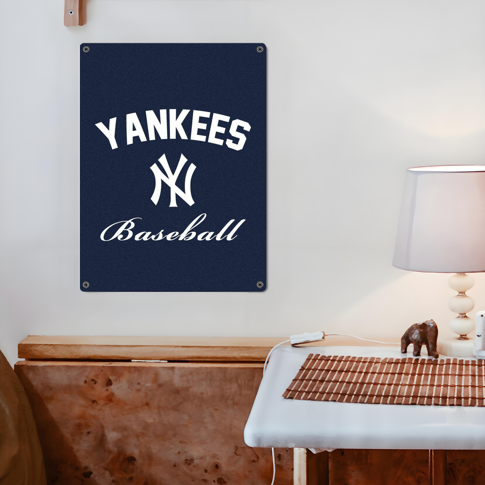 New York Yankees Baseball Vintage Metal Tin Sign 12x16inch – Retro Wall Art Decor For Home, Bar, Kitchen, Bedroom, Office – Durable Iron Sheet Poster, Easy To Hang, Full-Color Printing