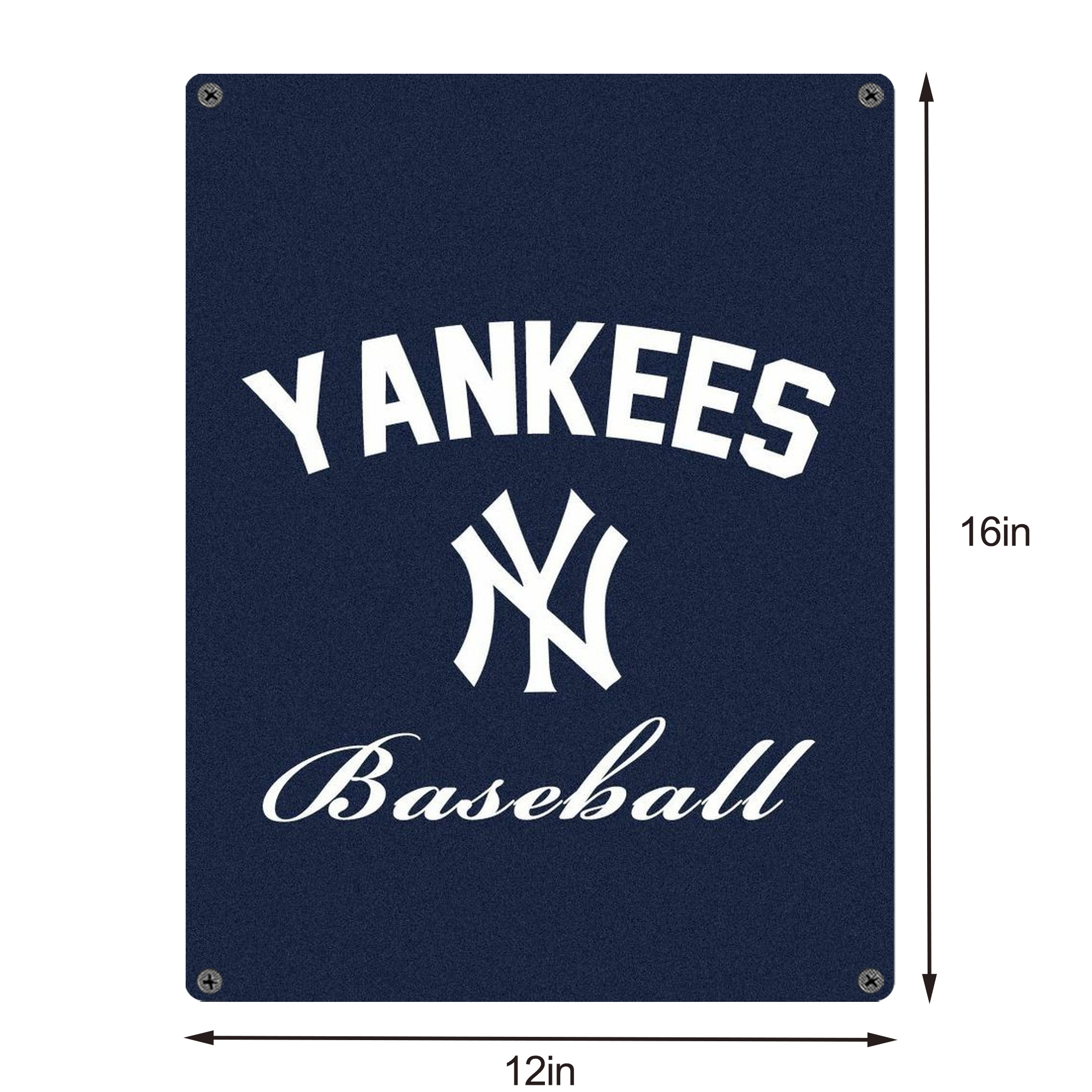 New York Yankees Baseball Vintage Metal Tin Sign 12x16inch – Retro Wall Art Decor For Home, Bar, Kitchen, Bedroom, Office – Durable Iron Sheet Poster, Easy To Hang, Full-Color Printing
