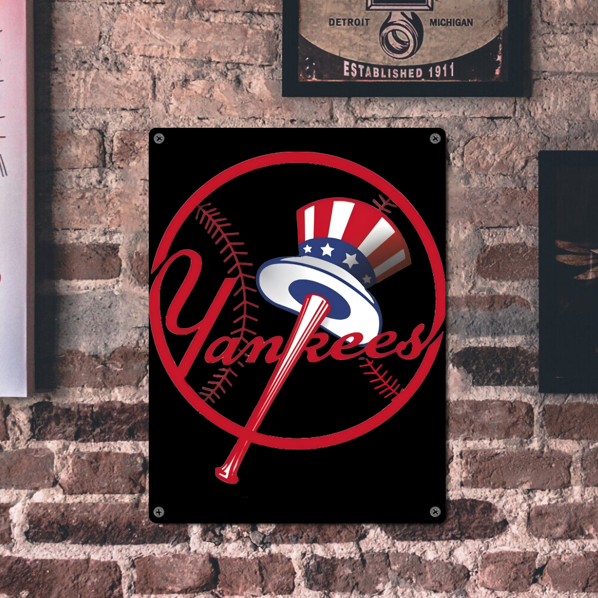 New York Yankees 188 Vintage Metal Tin Sign 12x16inch – Retro Wall Art Decor For Home, Bar, Kitchen, Bedroom, Office – Durable Iron Sheet Poster, Easy To Hang, Full-Color Printing