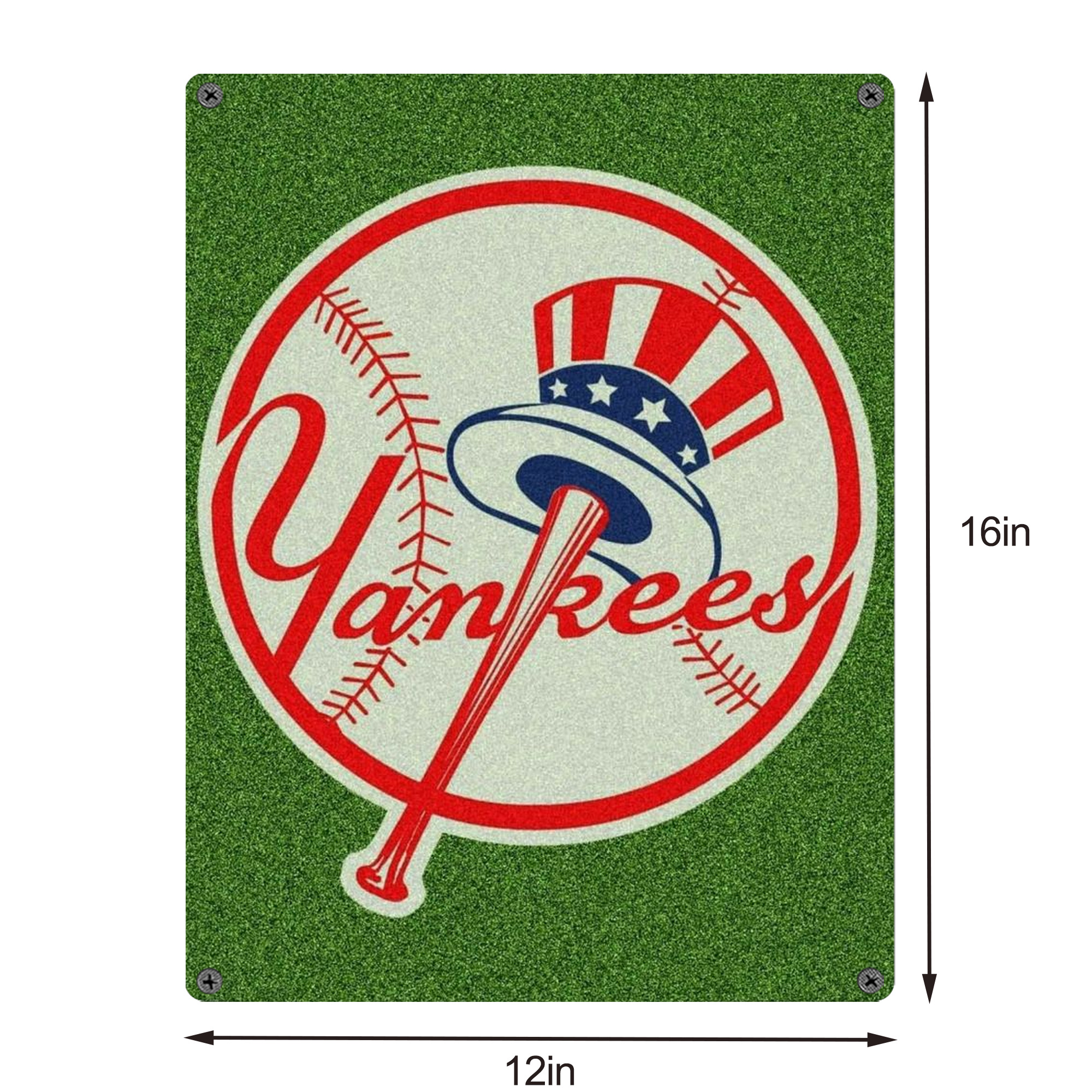 New York Yankees Logo Vintage Metal Tin Sign 12x16inch – Retro Wall Art Decor For Home, Bar, Kitchen, Bedroom, Office – Durable Iron Sheet Poster, Easy To Hang, Full-Color Printing