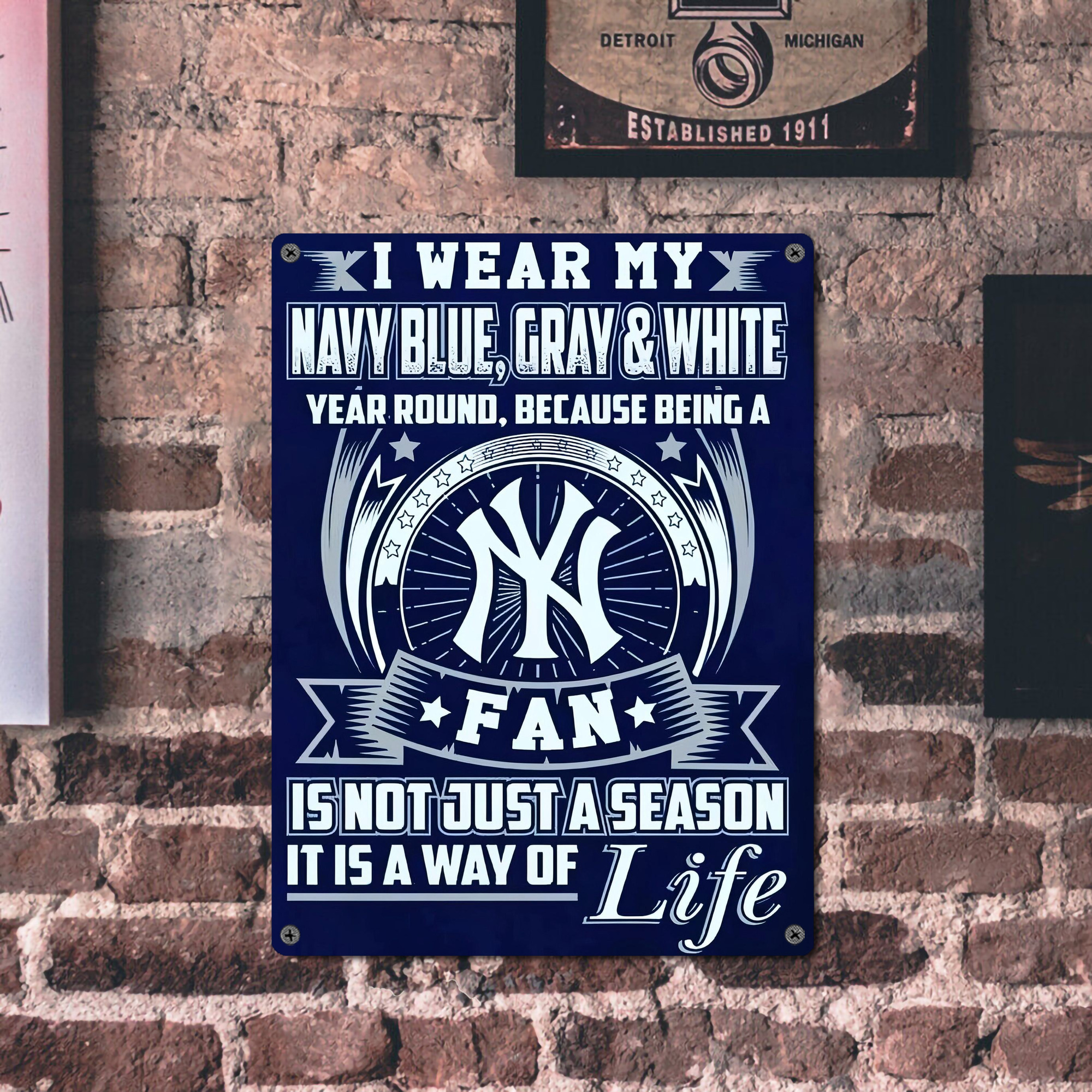 New York Yankees 194 Vintage Metal Tin Sign 12x16inch – Retro Wall Art Decor For Home, Bar, Kitchen, Bedroom, Office – Durable Iron Sheet Poster, Easy To Hang, Full-Color Printing