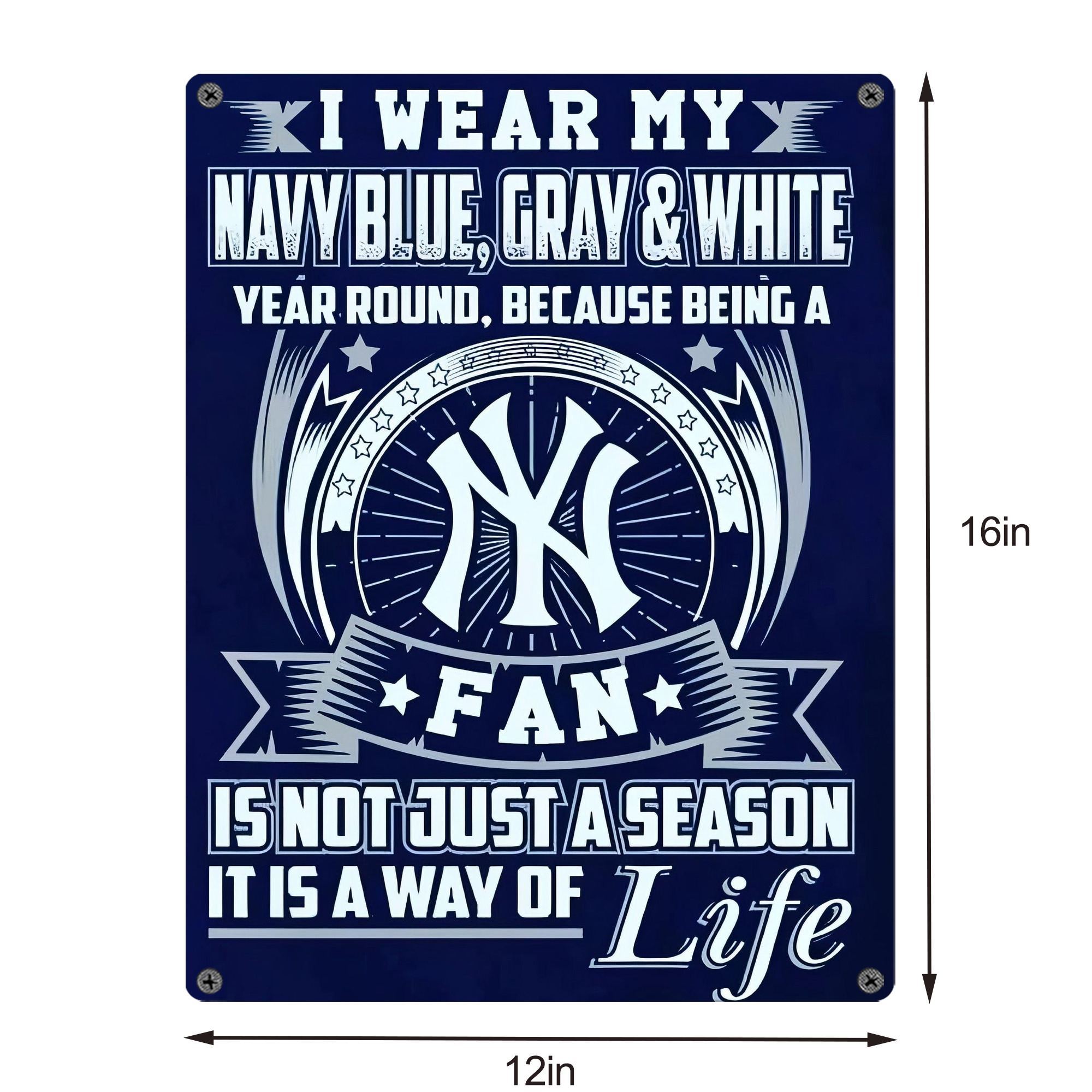 New York Yankees 194 Vintage Metal Tin Sign 12x16inch – Retro Wall Art Decor For Home, Bar, Kitchen, Bedroom, Office – Durable Iron Sheet Poster, Easy To Hang, Full-Color Printing