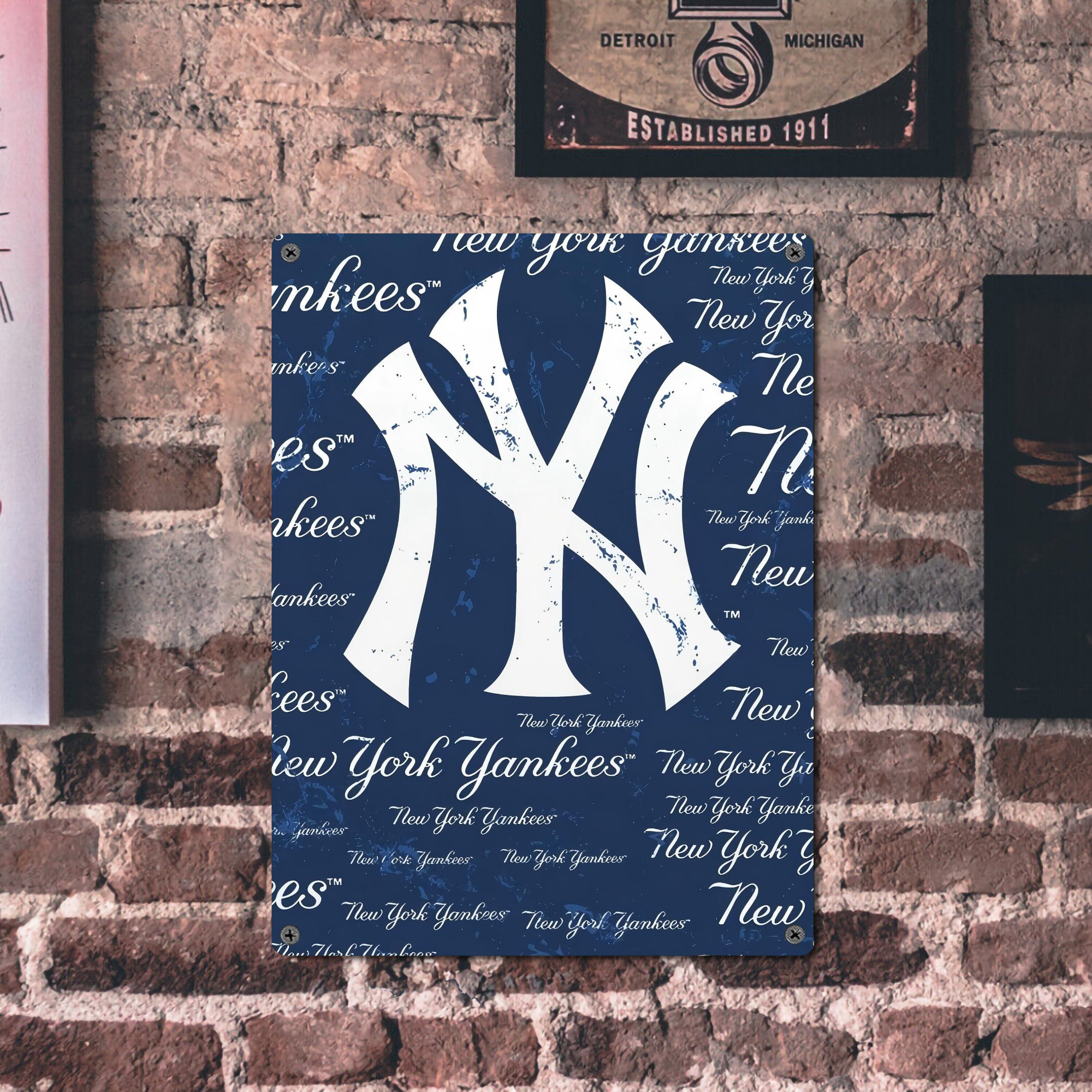 New York Yankees 117 Vintage Metal Tin Sign 12x16inch – Retro Wall Art Decor For Home, Bar, Kitchen, Bedroom, Office – Durable Iron Sheet Poster, Easy To Hang, Full-Color Printing