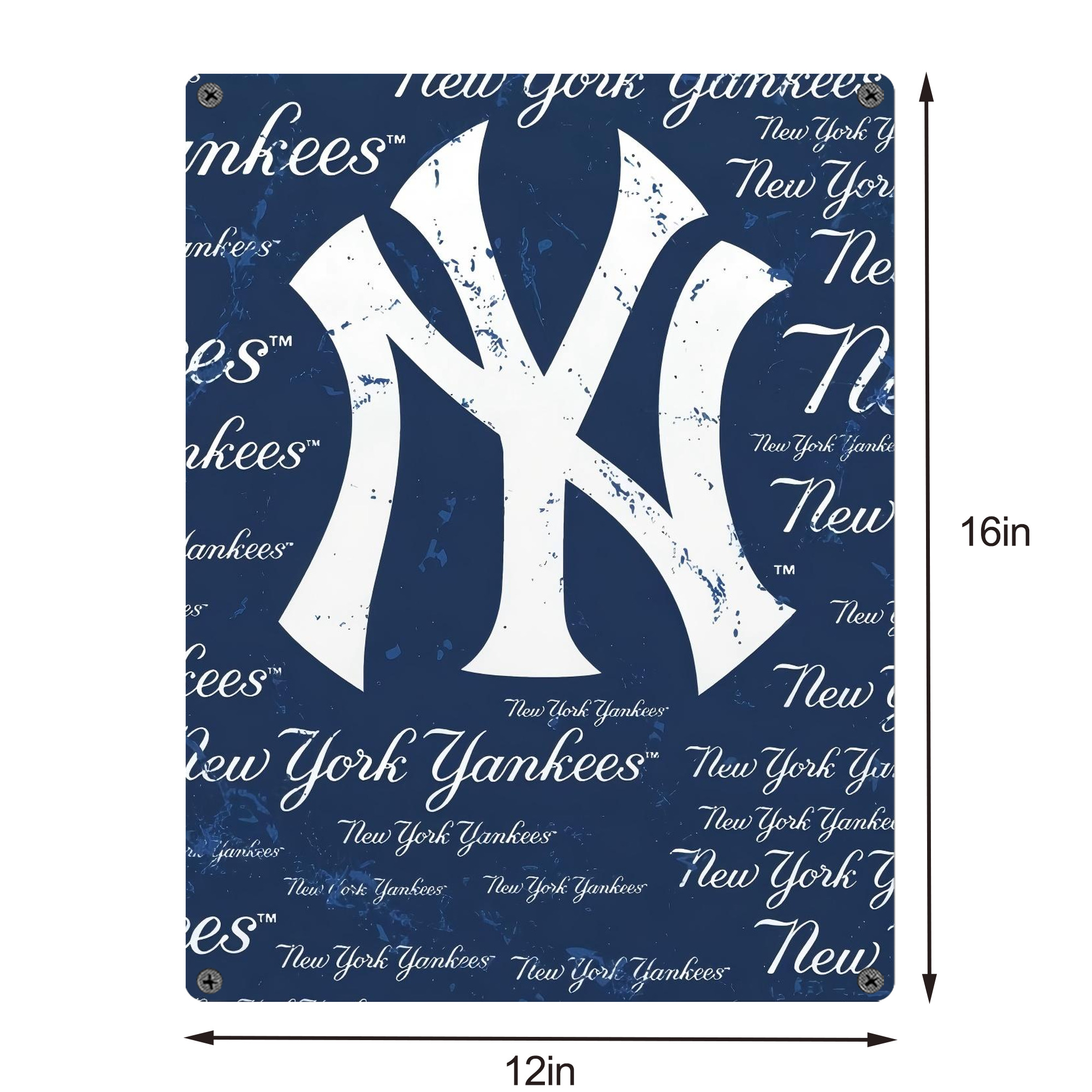 New York Yankees 117 Vintage Metal Tin Sign 12x16inch – Retro Wall Art Decor For Home, Bar, Kitchen, Bedroom, Office – Durable Iron Sheet Poster, Easy To Hang, Full-Color Printing