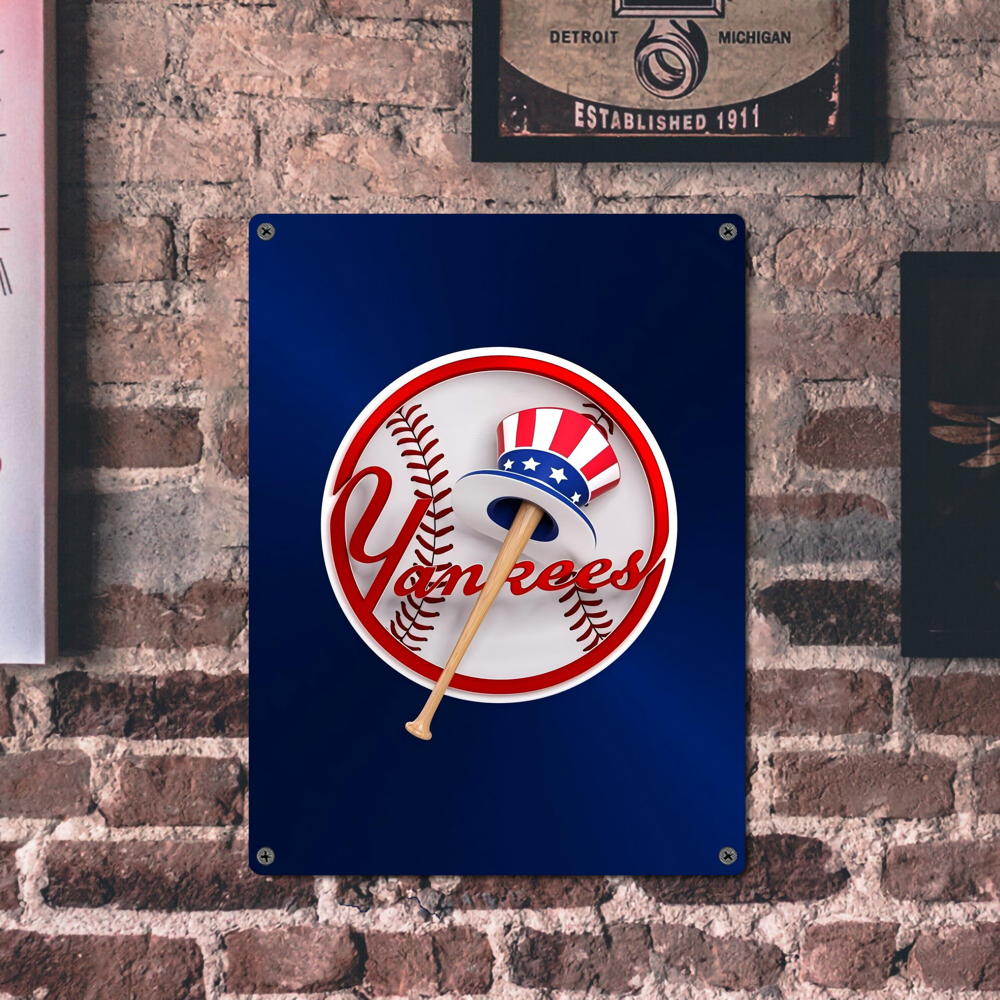 New York Yankees 200 Vintage Metal Tin Sign 12x16inch – Retro Wall Art Decor For Home, Bar, Kitchen, Bedroom, Office – Durable Iron Sheet Poster, Easy To Hang, Full-Color Printing