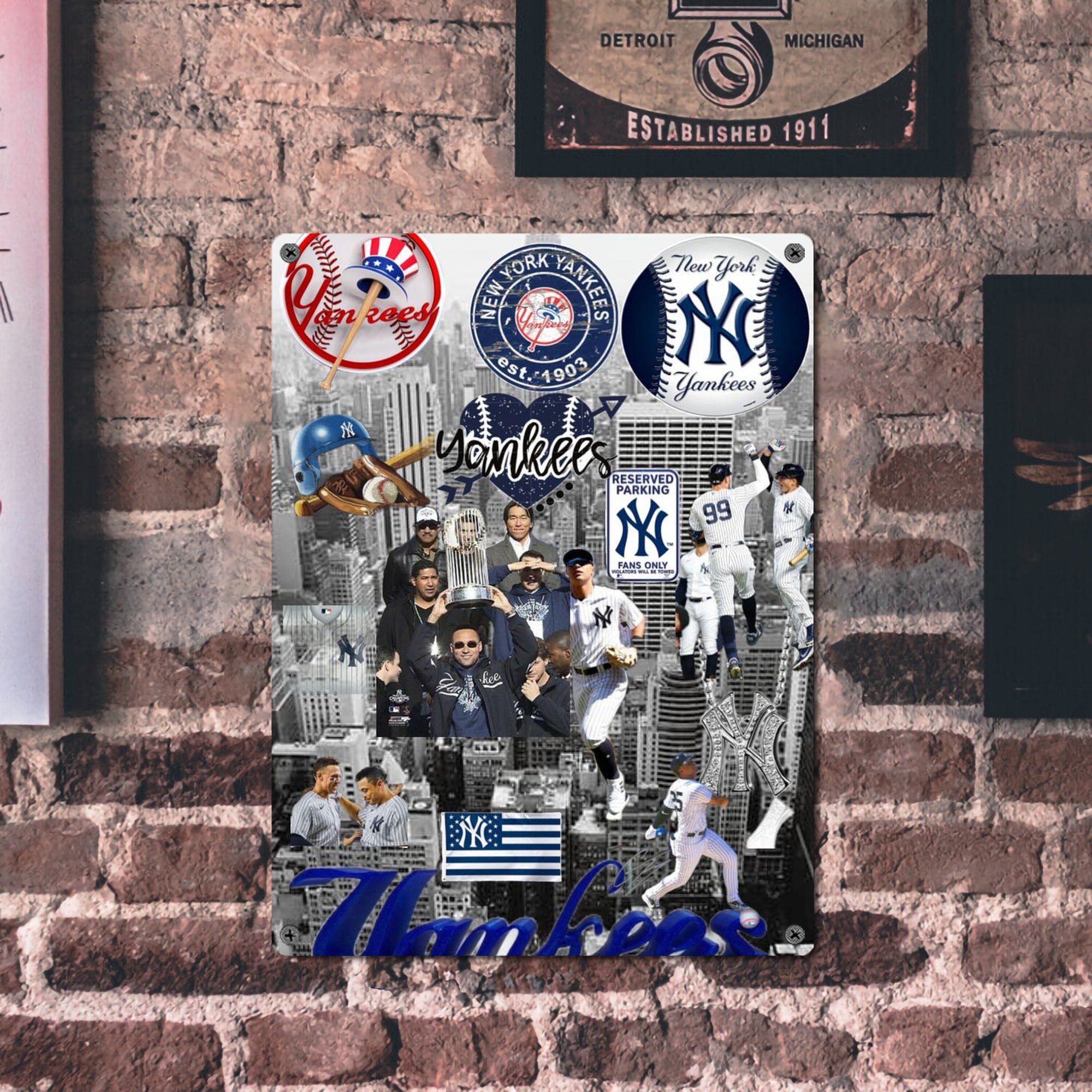 New York Yankees 199 Vintage Metal Tin Sign 12x16inch – Retro Wall Art Decor For Home, Bar, Kitchen, Bedroom, Office – Durable Iron Sheet Poster, Easy To Hang, Full-Color Printing