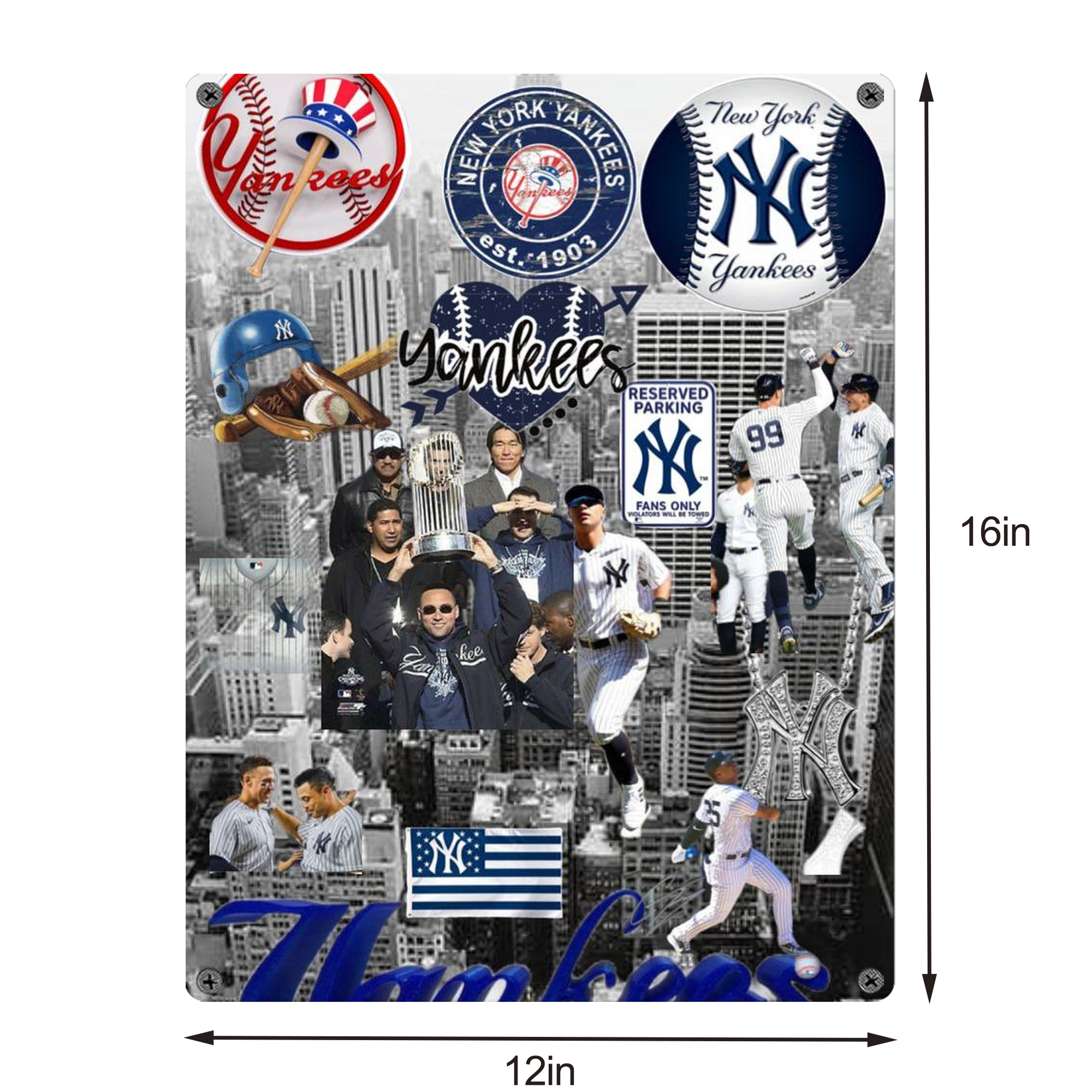 New York Yankees 199 Vintage Metal Tin Sign 12x16inch – Retro Wall Art Decor For Home, Bar, Kitchen, Bedroom, Office – Durable Iron Sheet Poster, Easy To Hang, Full-Color Printing