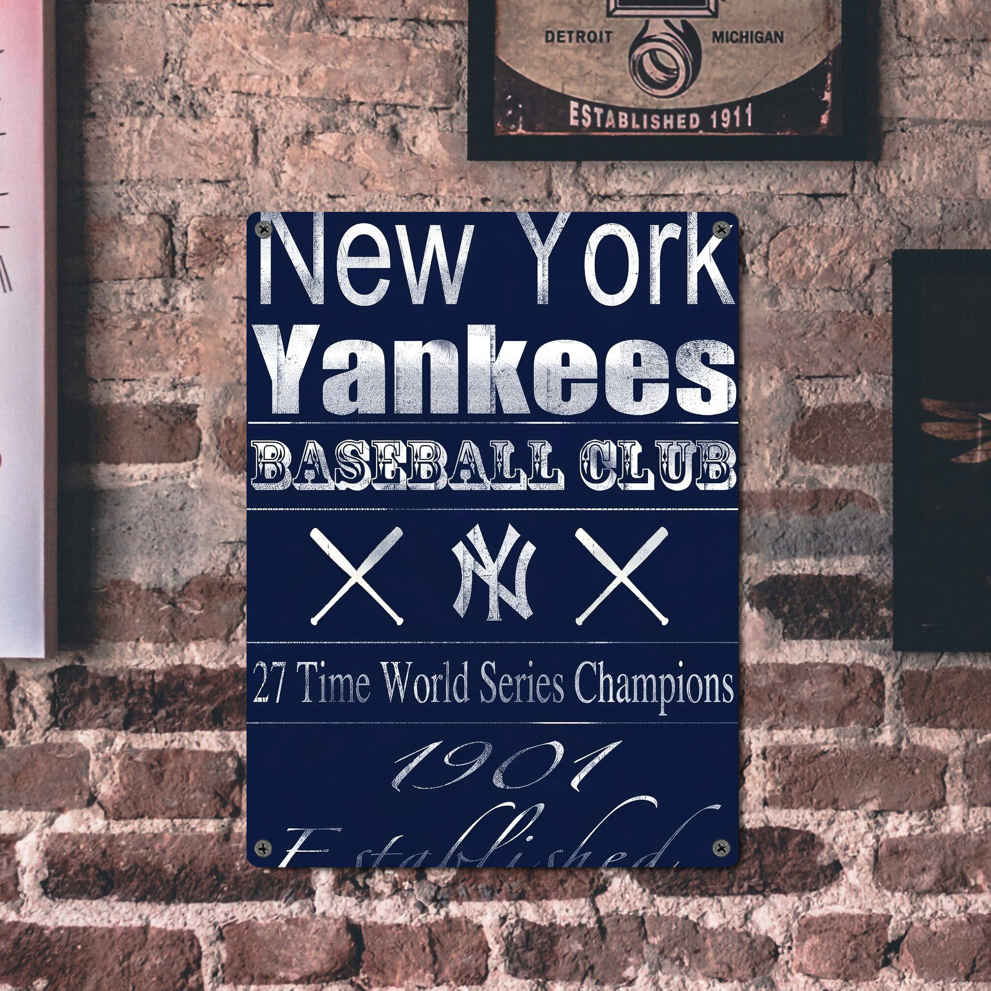 New York Yankees 205 Vintage Metal Tin Sign 12x16inch – Retro Wall Art Decor For Home, Bar, Kitchen, Bedroom, Office – Durable Iron Sheet Poster, Easy To Hang, Full-Color Printing