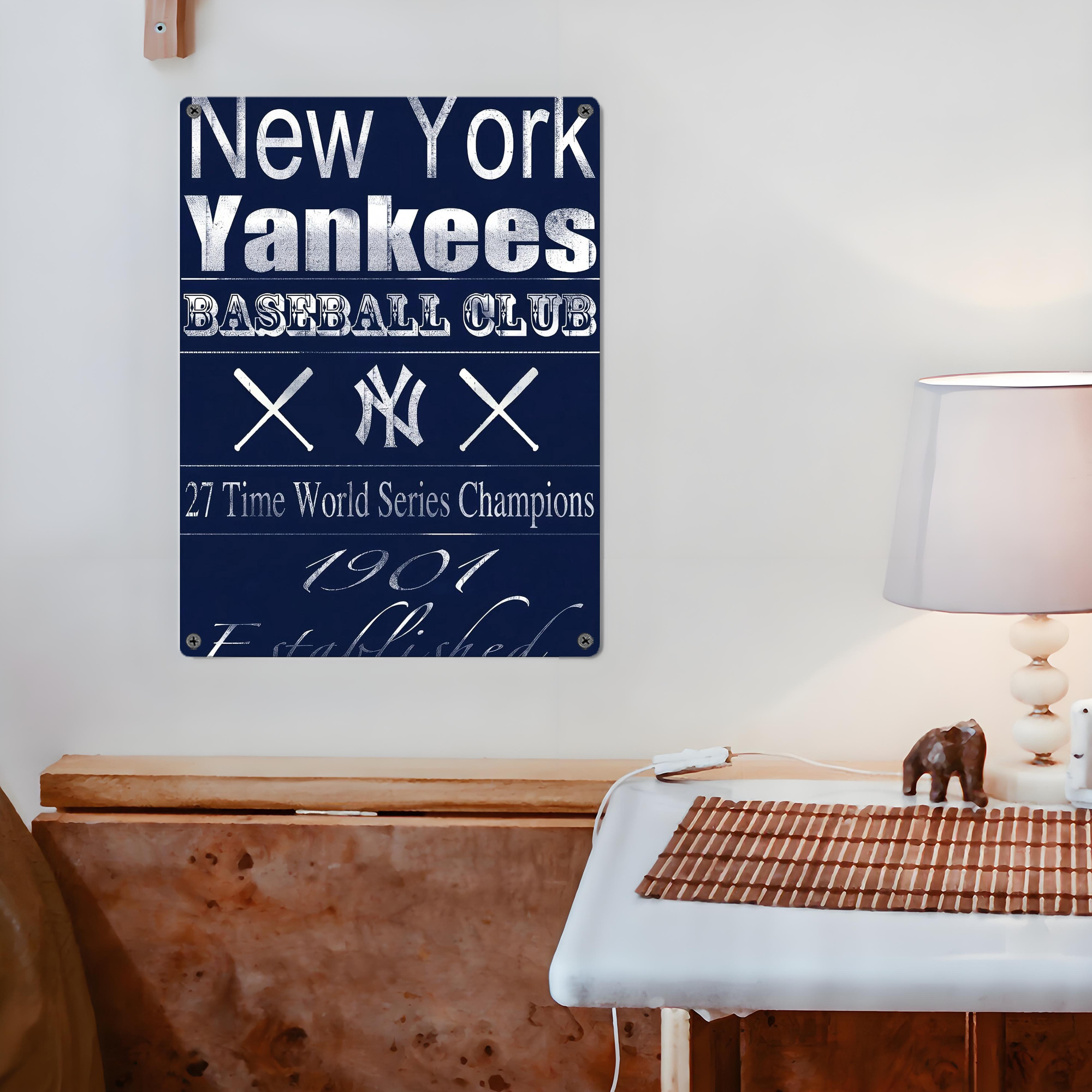 New York Yankees 205 Vintage Metal Tin Sign 12x16inch – Retro Wall Art Decor For Home, Bar, Kitchen, Bedroom, Office – Durable Iron Sheet Poster, Easy To Hang, Full-Color Printing