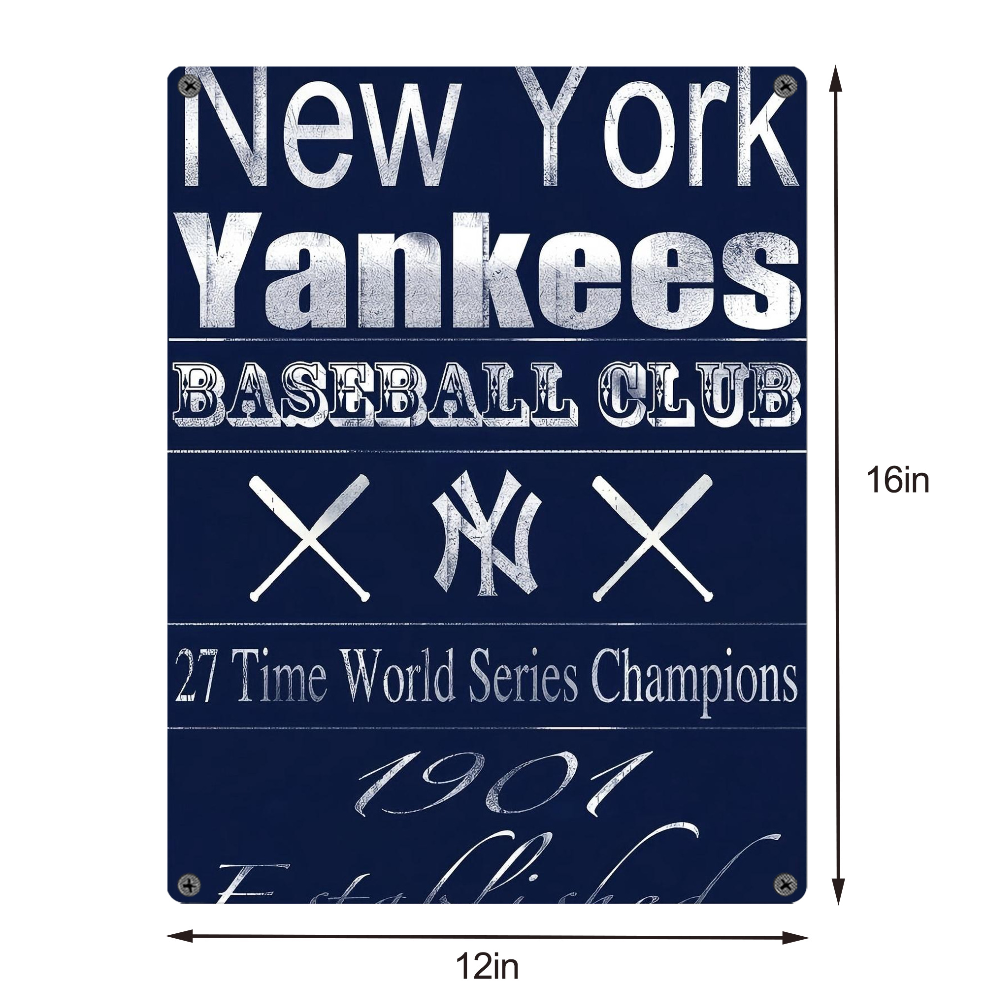 New York Yankees 205 Vintage Metal Tin Sign 12x16inch – Retro Wall Art Decor For Home, Bar, Kitchen, Bedroom, Office – Durable Iron Sheet Poster, Easy To Hang, Full-Color Printing