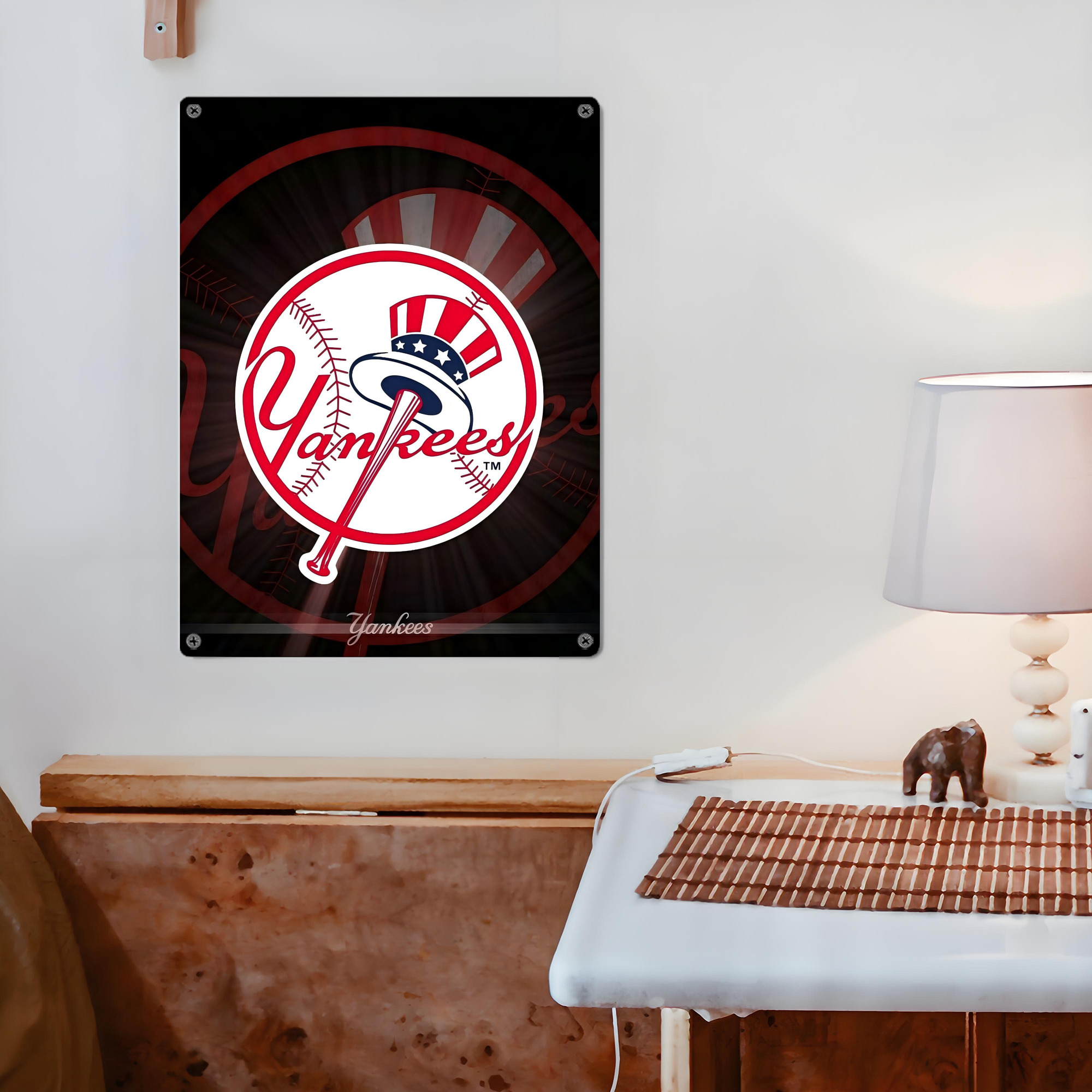 New York Yankees 124 Vintage Metal Tin Sign 12x16inch – Retro Wall Art Decor For Home, Bar, Kitchen, Bedroom, Office – Durable Iron Sheet Poster, Easy To Hang, Full-Color Printing