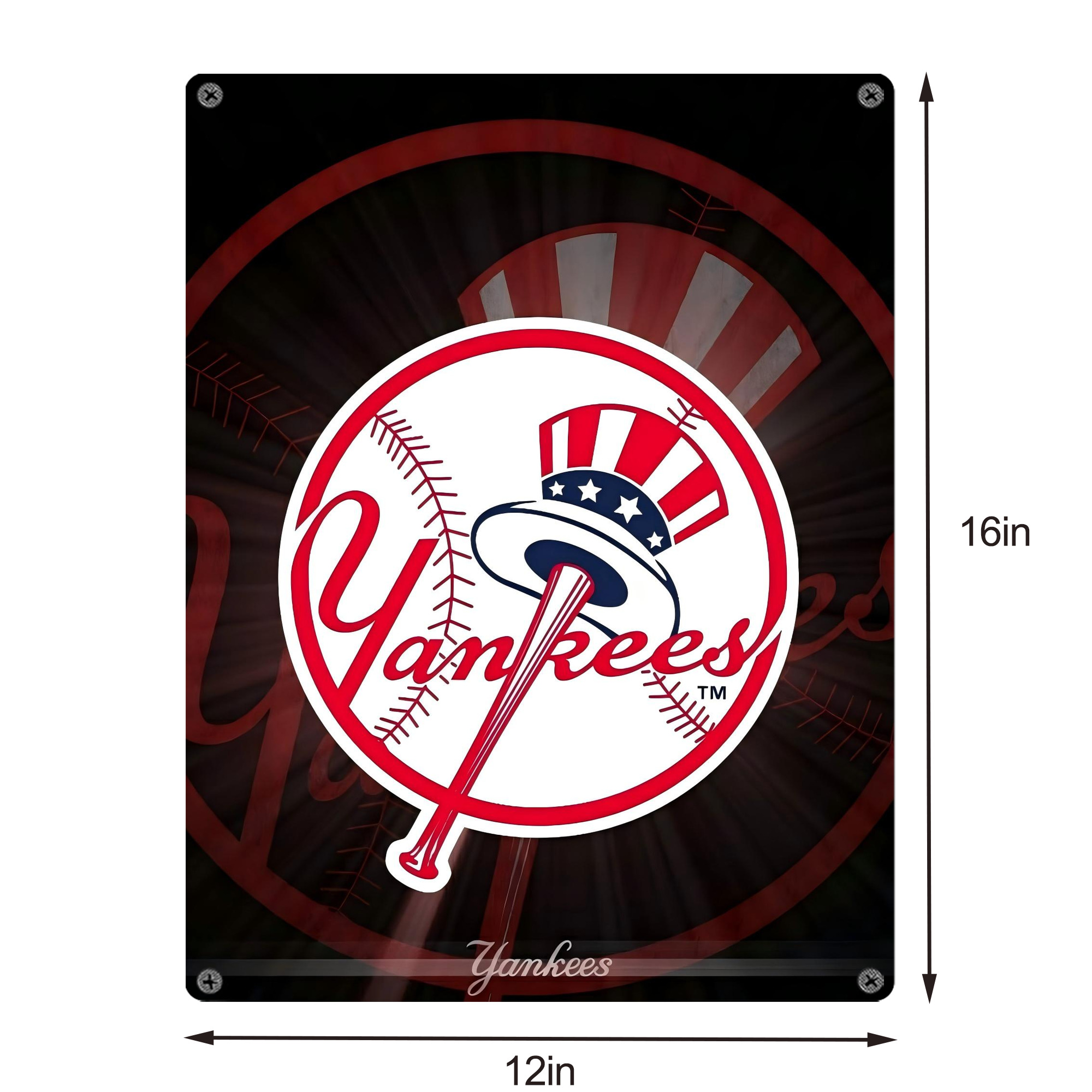 New York Yankees 124 Vintage Metal Tin Sign 12x16inch – Retro Wall Art Decor For Home, Bar, Kitchen, Bedroom, Office – Durable Iron Sheet Poster, Easy To Hang, Full-Color Printing